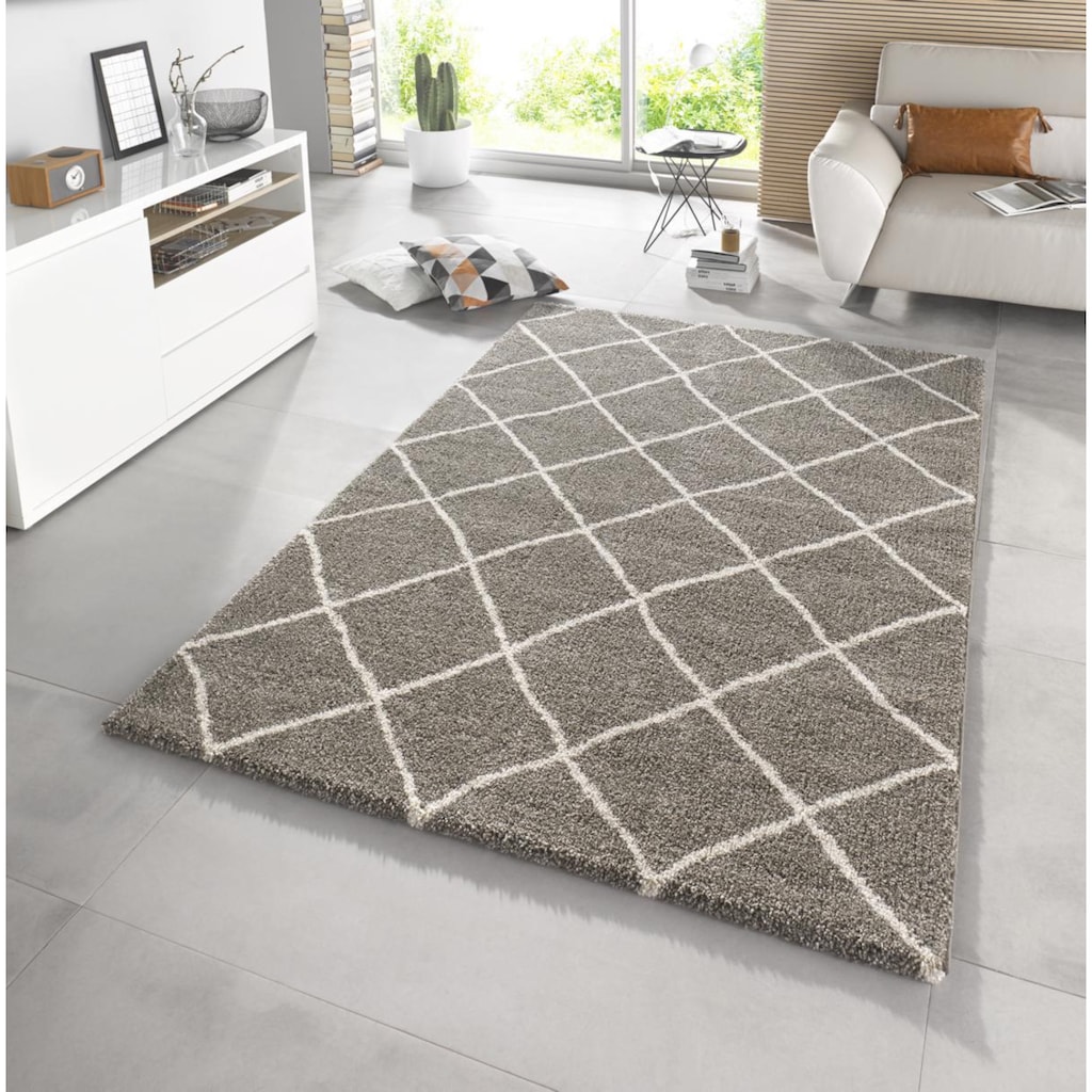 MINT RUGS Teppich »Diva«, rechteckig, Rauten Design, Allover Design, weicher Flor, Robust, Pflegeleicht