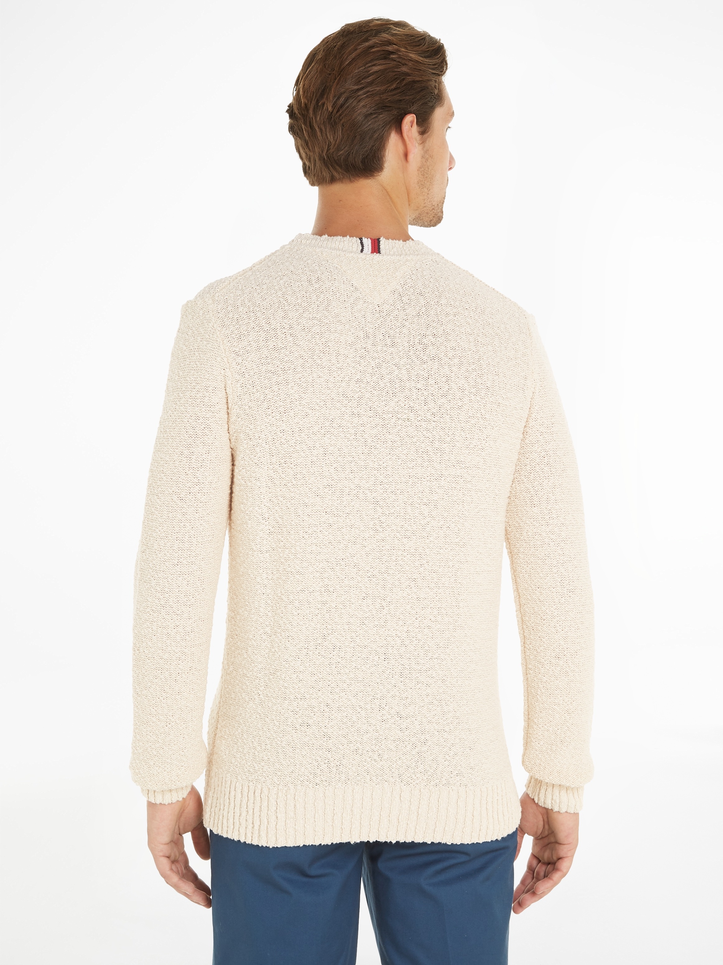 Tommy Hilfiger Strickpullover "SLUB YARN C NK", mit Logostickerei am Ärmel günstig online kaufen