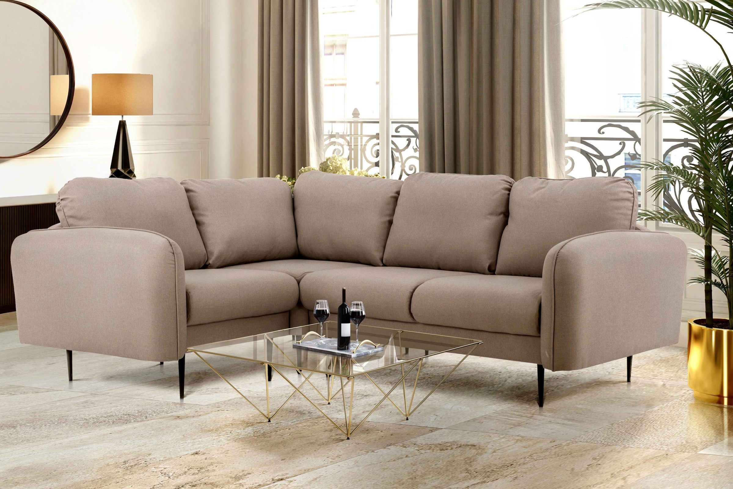 Home affaire Ecksofa "Skidi L-Form" mit losen Rückenkissen und Keder oben a günstig online kaufen