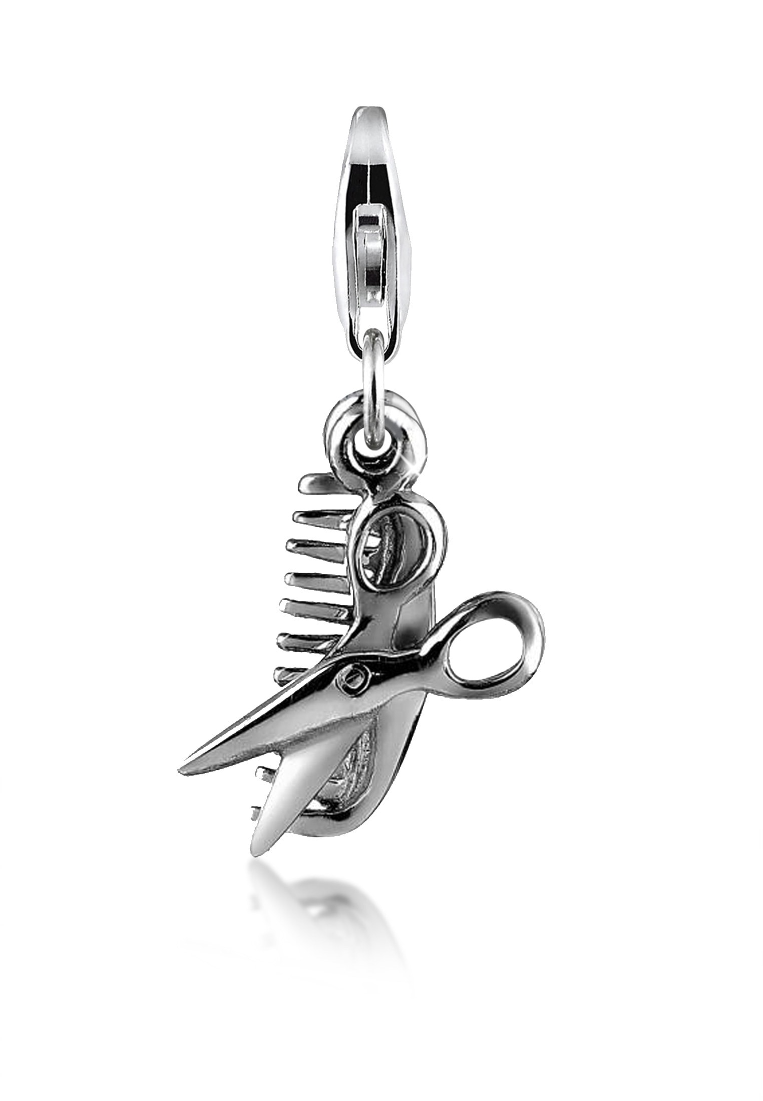 Charm-Einhänger »Anhänger Schere Kamm Symbol Friseur 925 Silber«