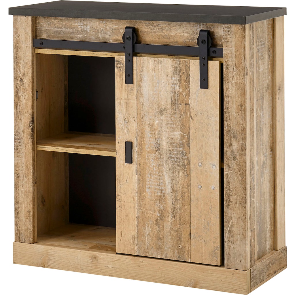 Home affaire Regal »SHERWOOD«, modernes Holz Dekor, mit Scheunentorbeschlag aus Metall, Breite 93 cm