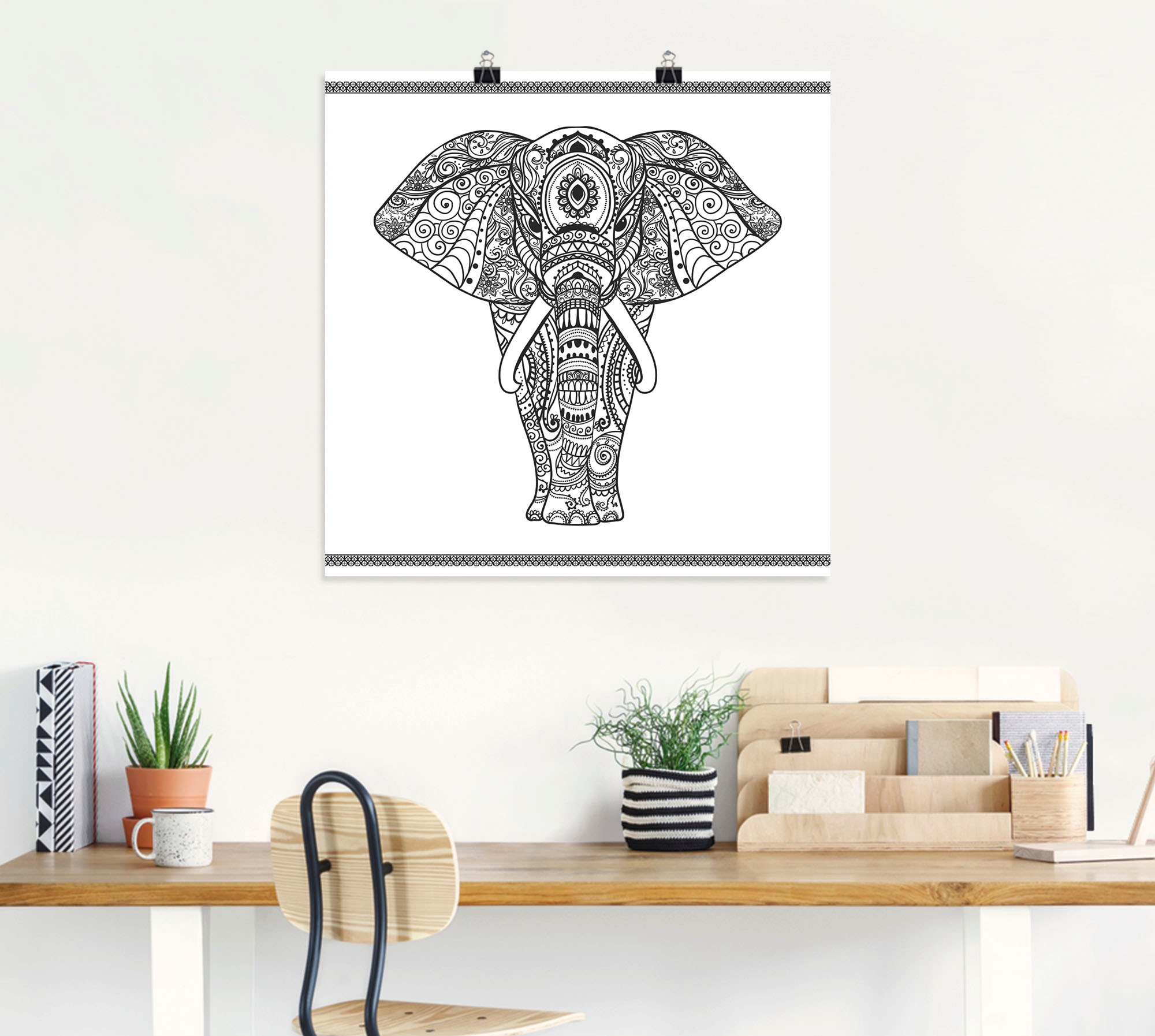 Artland Wandbild »Elefant in Mandala«, Wildtiere, (1 St.), als Leinwandbild, Poster, Wandaufkleber in verschied. Größen