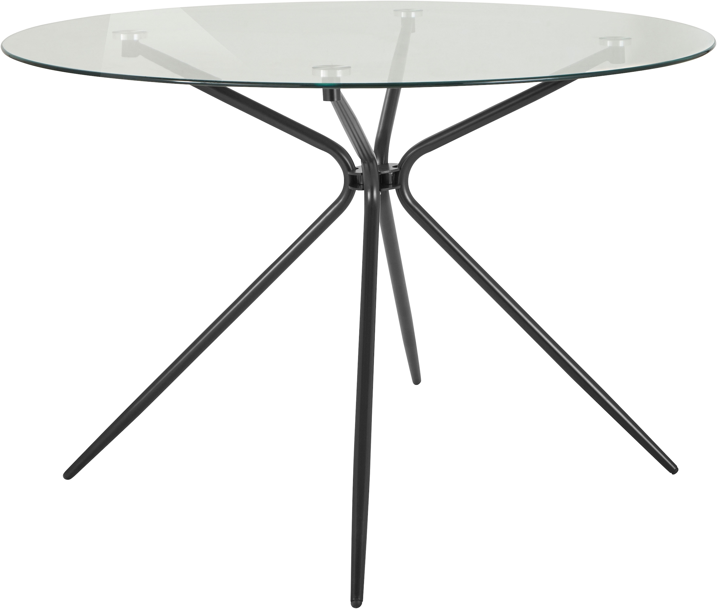 OTTO home Glastisch "Silvi" Esstisch, Glastisch, Küchentisch, rund, Ø 110 cm, schwarzes Metallgestell