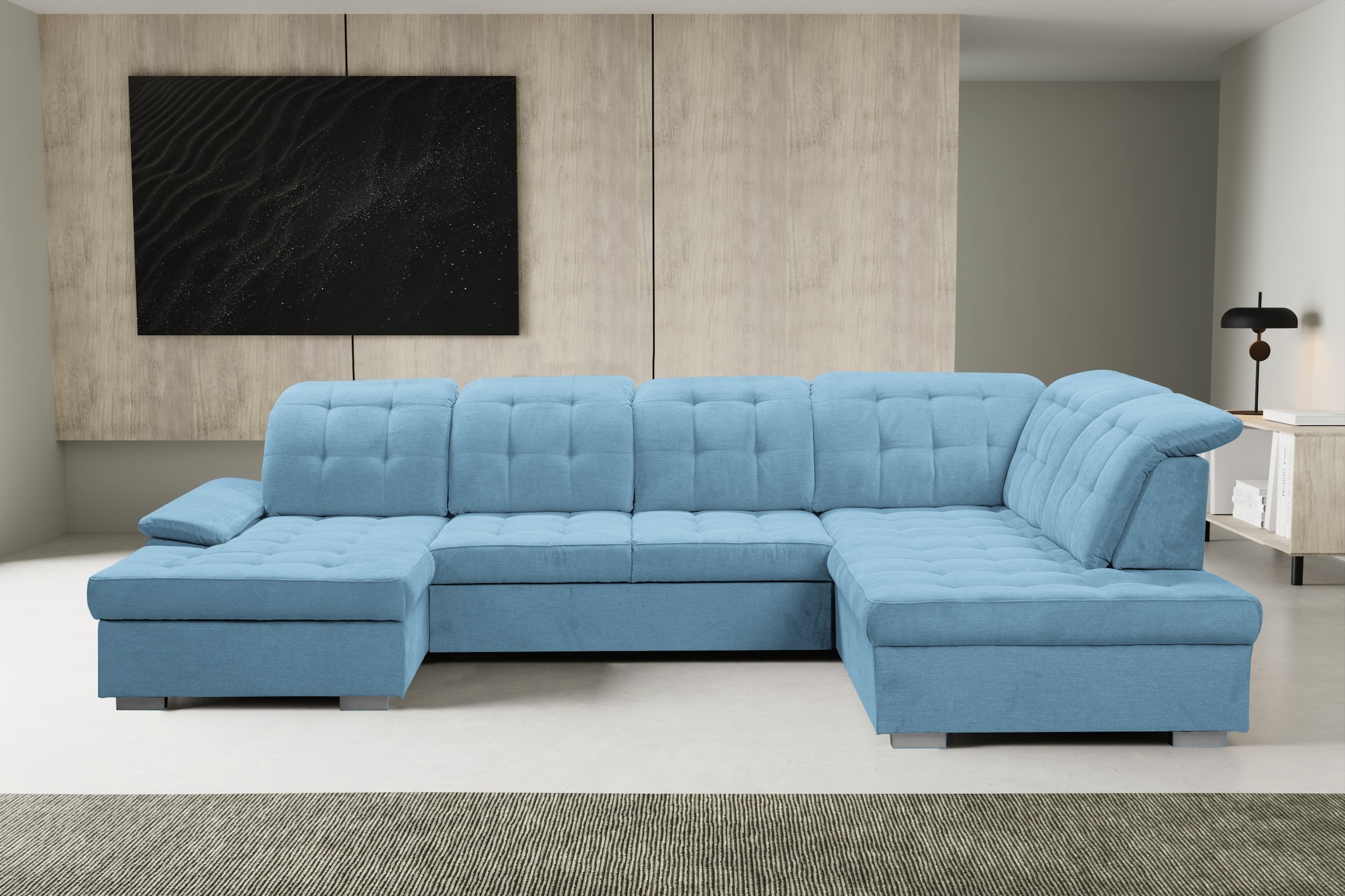 WERK2 Wohnlandschaft »Kordula-New U-Form«, Sofa in U-Form mit Schlaffunktion & Bettkasten, Schlafcouch