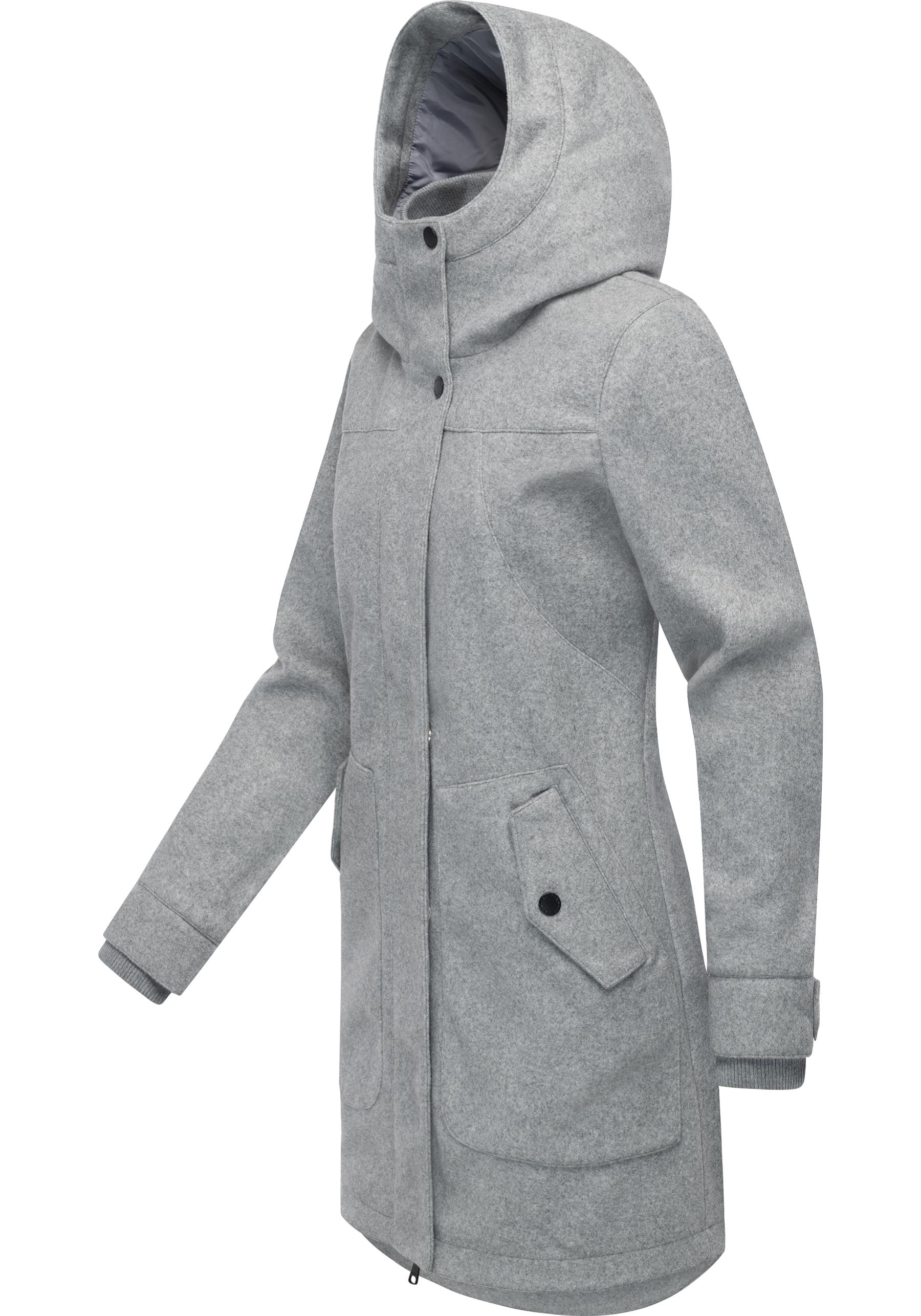 Ragwear Wollmantel »Janesha Coat«, Mantel in Wolloptik mit Kapuze