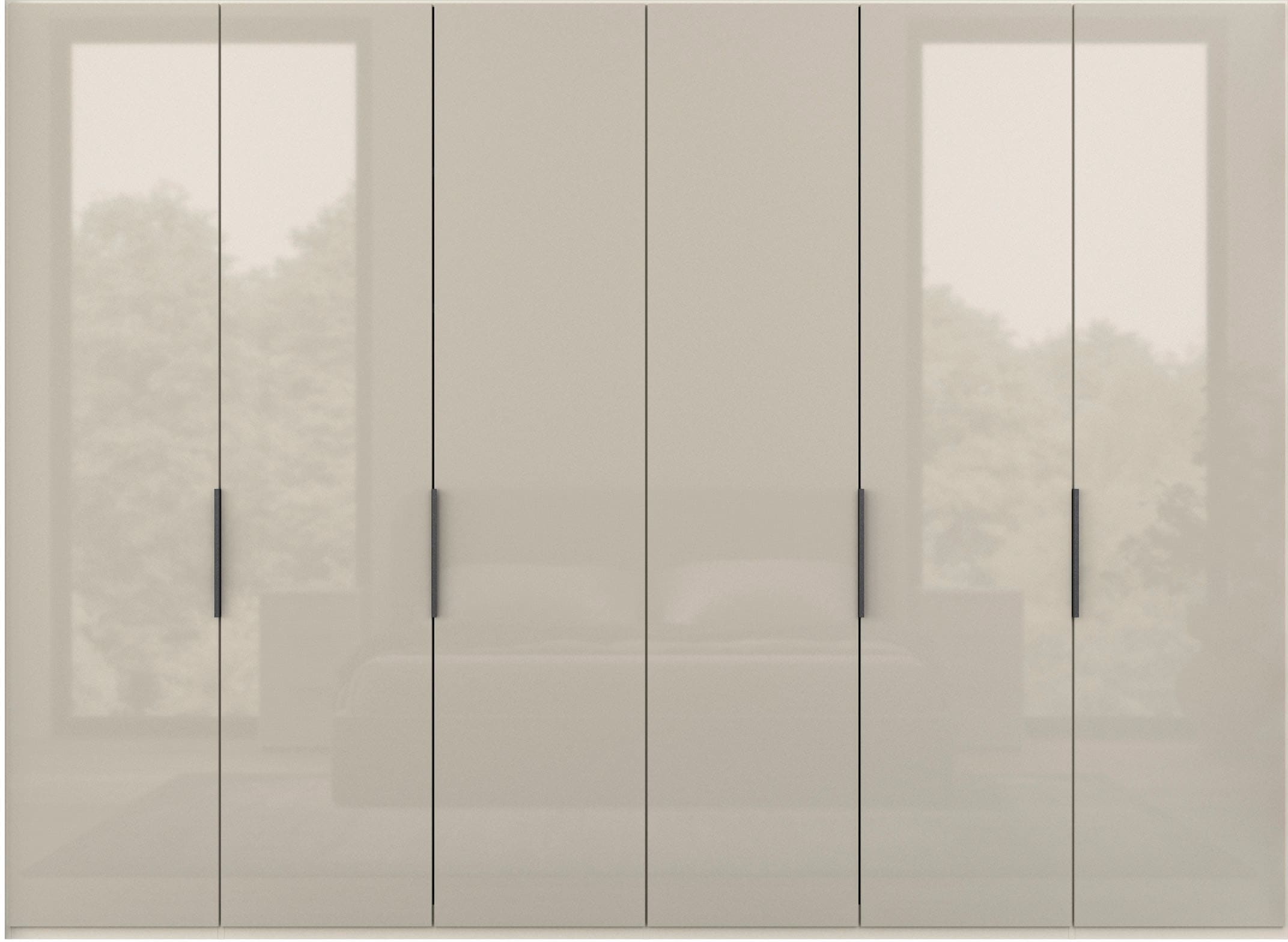 WIEMANN Falttürenschrank »Ohio, Kleiderschrank, Schrank, Garderobe, mit Glasfront, 300 cm« inklusive Einlegeböden & Kleiderstangen, 2 Höhen, MADE IN GERMANY,  inklusive Türdämpfung, hochwertige Glasfront