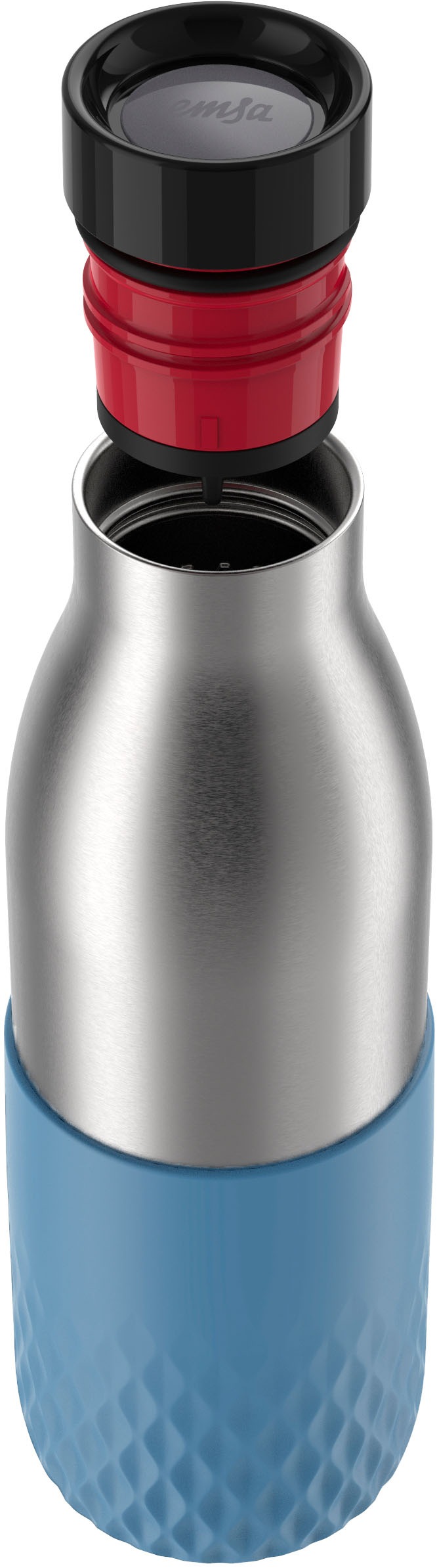 Emsa Trinkflasche "Bludrop Sleeve" Edelstahl/Silikon, Quick-Press, 12h warm günstig online kaufen
