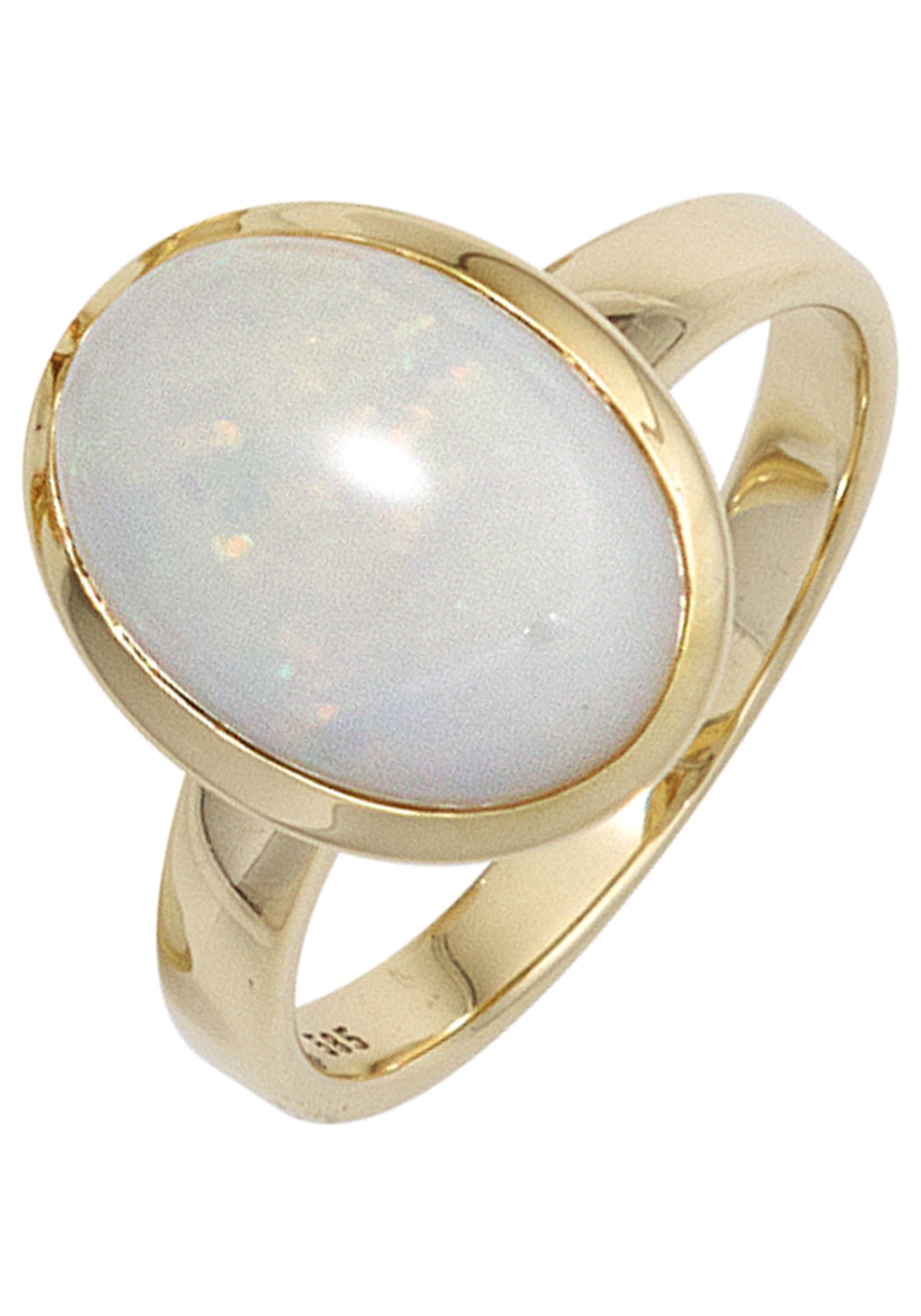 JOBO Goldring, 585 Gold mit Opal-Cabochon