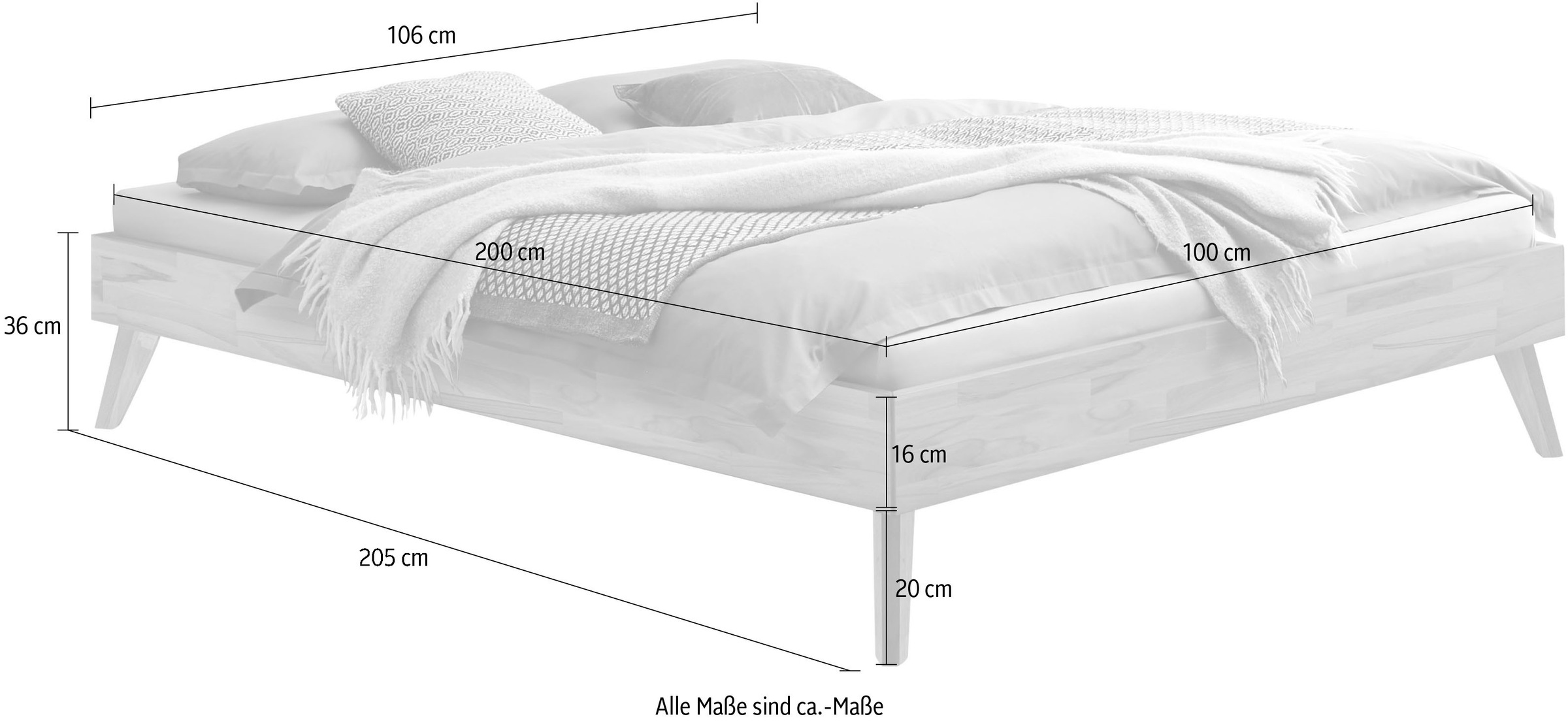 HASENA Massivholzbett »Calvari«, mit einer Fußhöhe von 20 cm