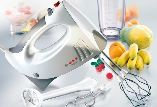 BOSCH Handmixer »CleverMixx MFQ3540 Edelst. Rührbesen/Knethaken, Mixfuß, weiß/grau«, 450 W, Becher, 5 Stufen, Turbotaste, Auswurftaste, Made in Europe