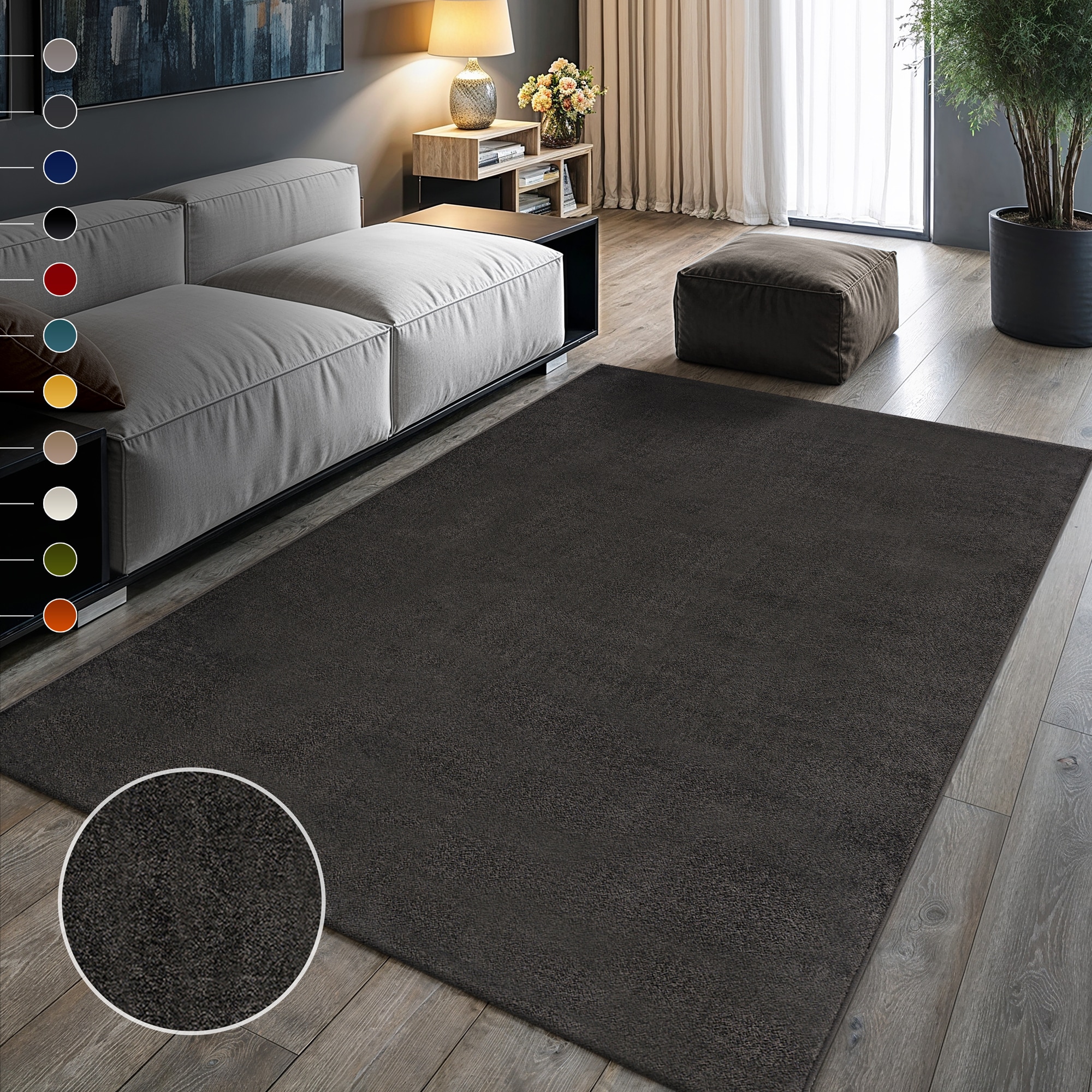 Sanat Teppich "UNI, auch als Läufer und Rund" rechteckig 13 mm Höhe robuster Kurzflorteppich, große Farbauswahl, Wohnzimmer, alle Räume