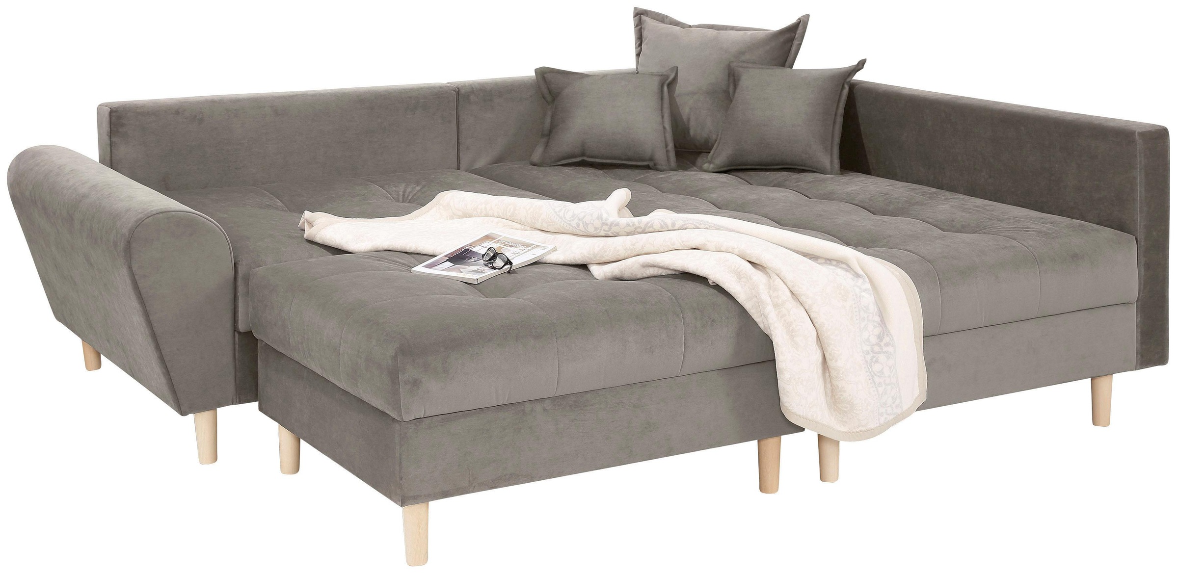 Thumbnail - Home affaire Ecksofa "Rice L-Form, B: 223 cm - OTTO. Verlässliche Qualität." Set: Sofa & Hocker, mit 3 Zierkissen, Feder...