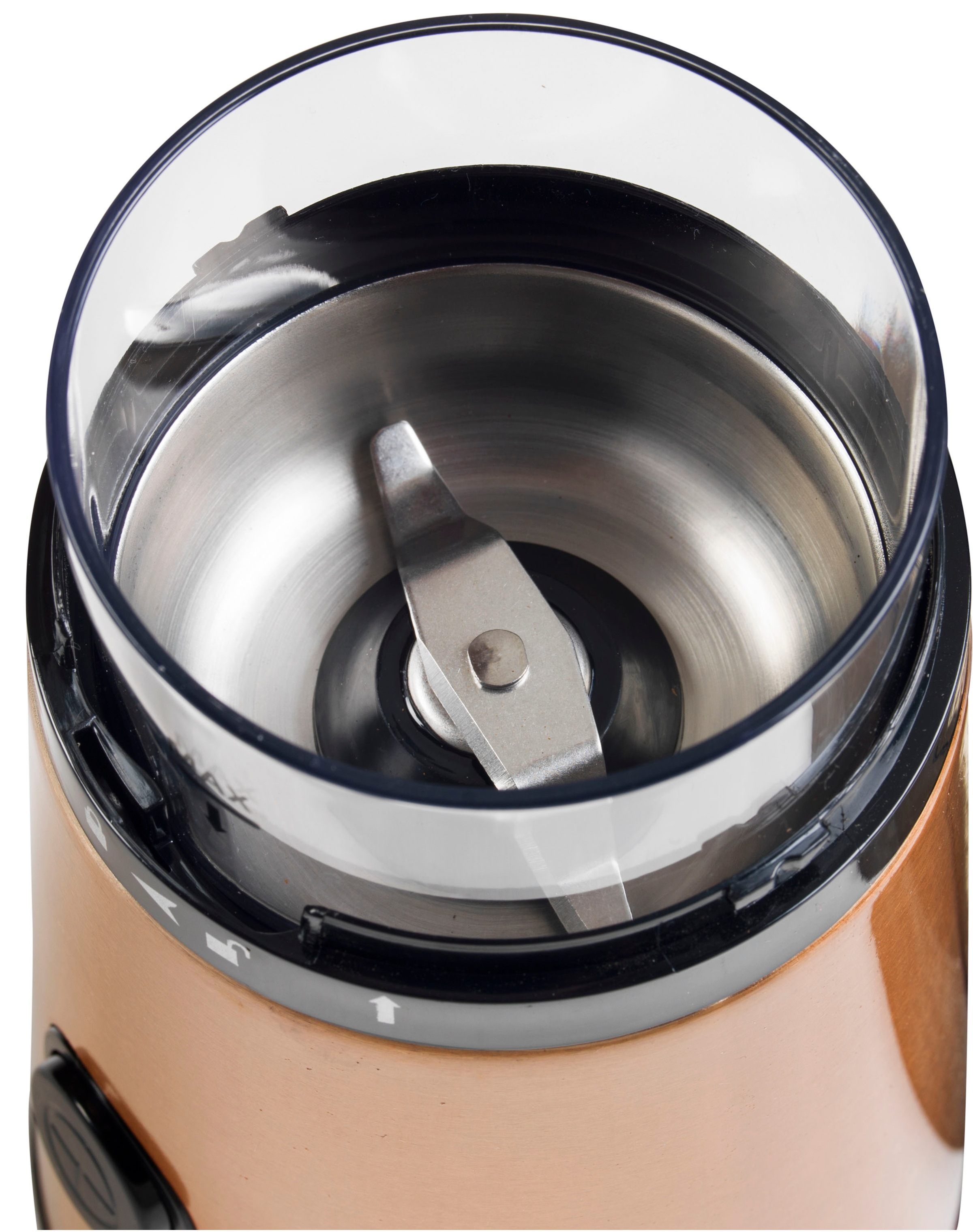 bestron Kaffeemühle »ACG1000CO«, 150 W, Schlagmahlwerk, 50 g Bohnenbehälter, elektrisch, mit Edelstahl-Schlagmesser, Edelstahl in Kupfer-Optik
