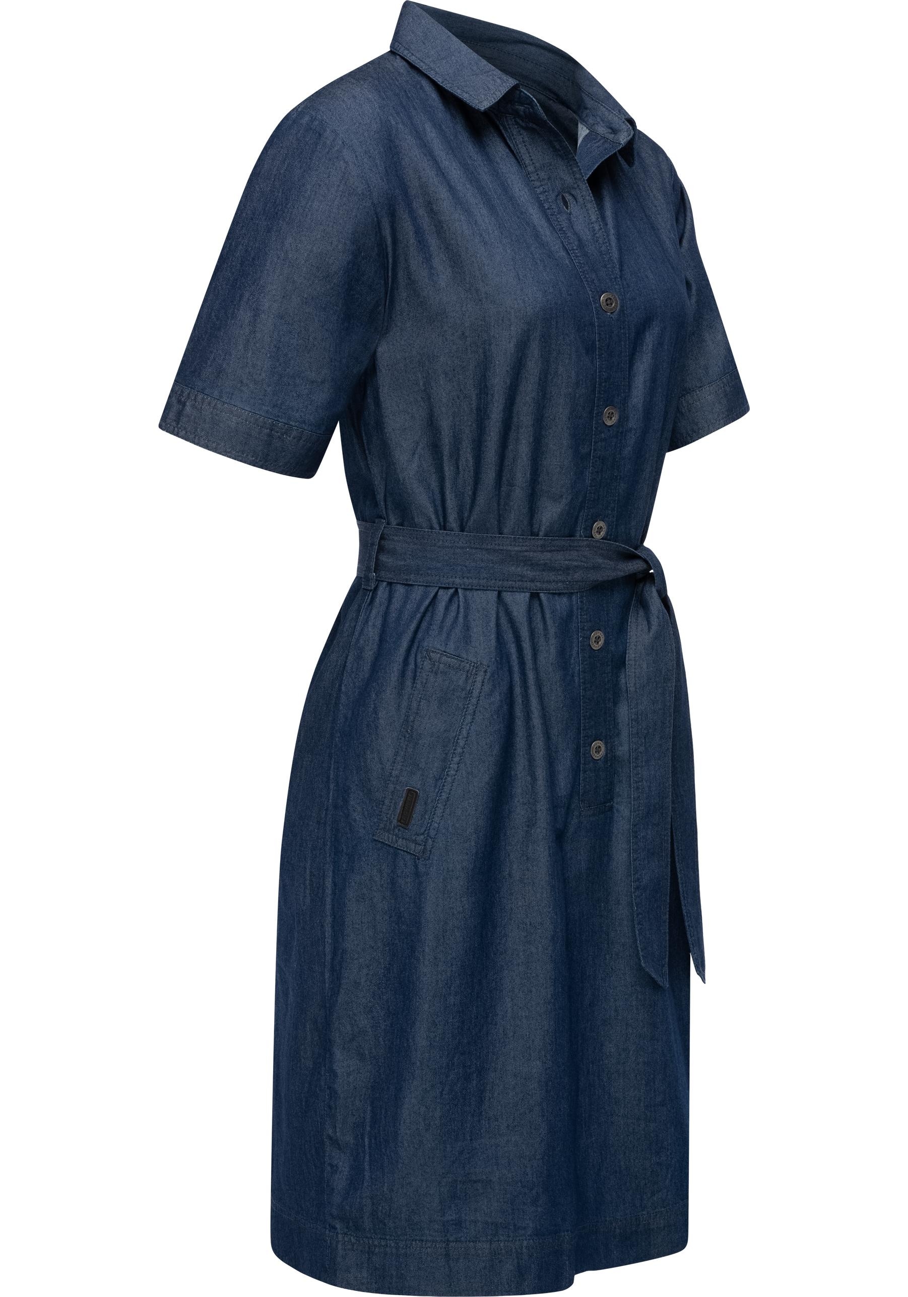Ragwear Jeanskleid »Rozyna Denim«, Midikleid in Denim-Optik mit Haifisch-Kragen