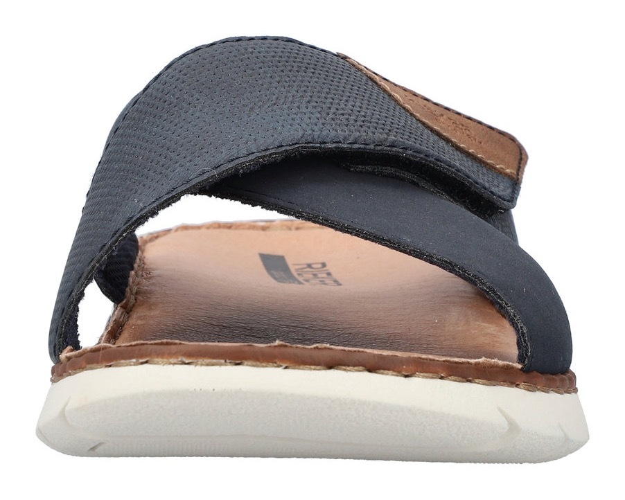 Pantolette RIEKER, Herren, Gr. 41, blau (navy), Lederimitat, Basic, Schuhe Pantolette, Sommerschuh, Schlappen, Klettschuh, mit Klettriemchen 3
