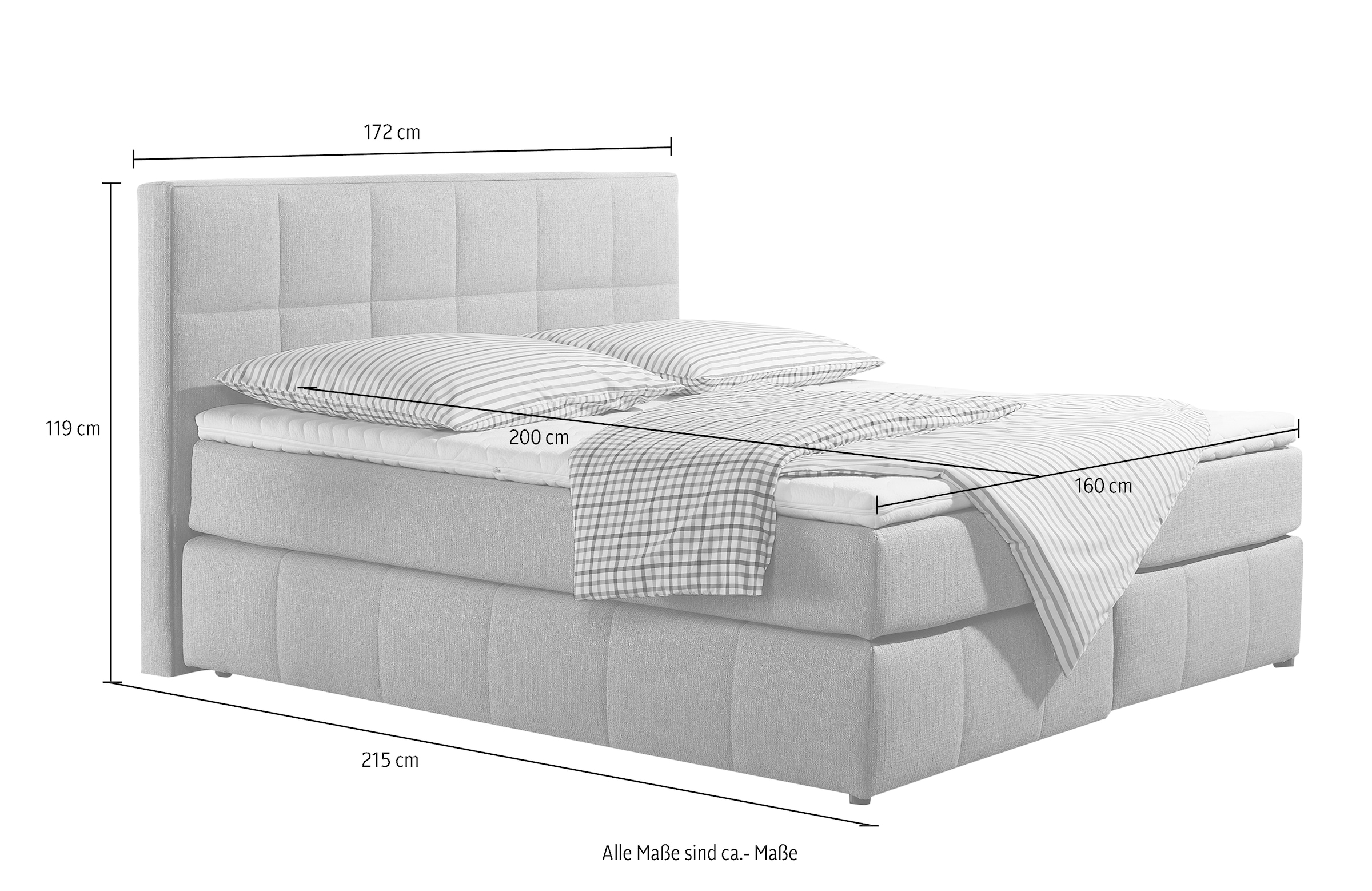 INOSIGN Boxspringbett »Casano«, mit feiner Steppung, in 3 Matratzenarten, 2 Härtegraden und 5 Farben