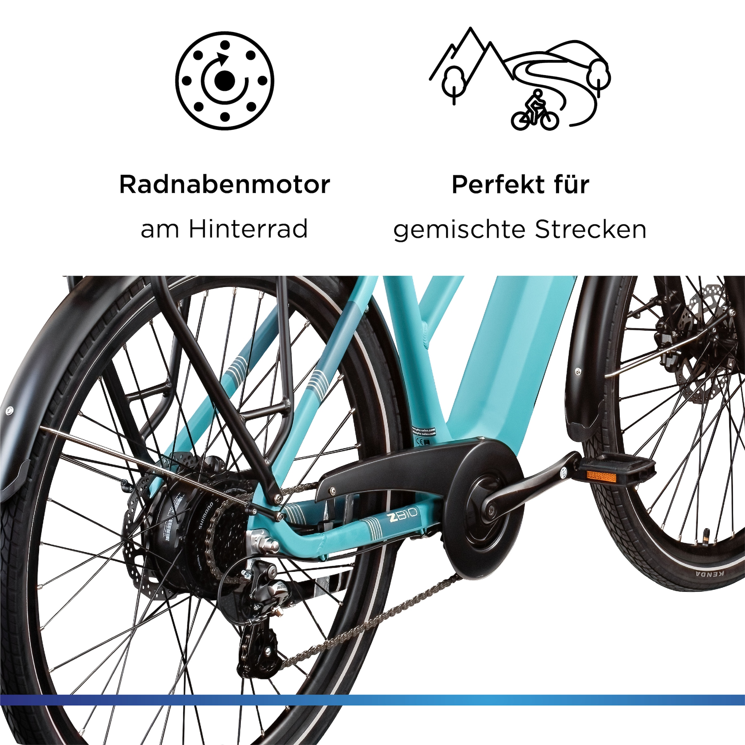 Zündapp »Z810« 8 Gang Shimano Altus RD-M310 Schaltwerk Kettenschaltung Heckmotor 250 W Pedelec, Elektrofahrrad für Damen und Herren