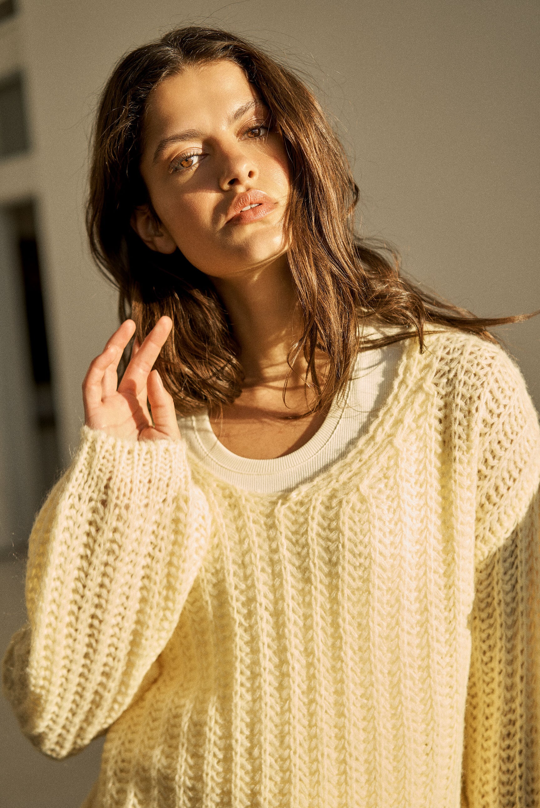 SENSES.THE LABEL Rundhalspullover mit weiten Ärmeln