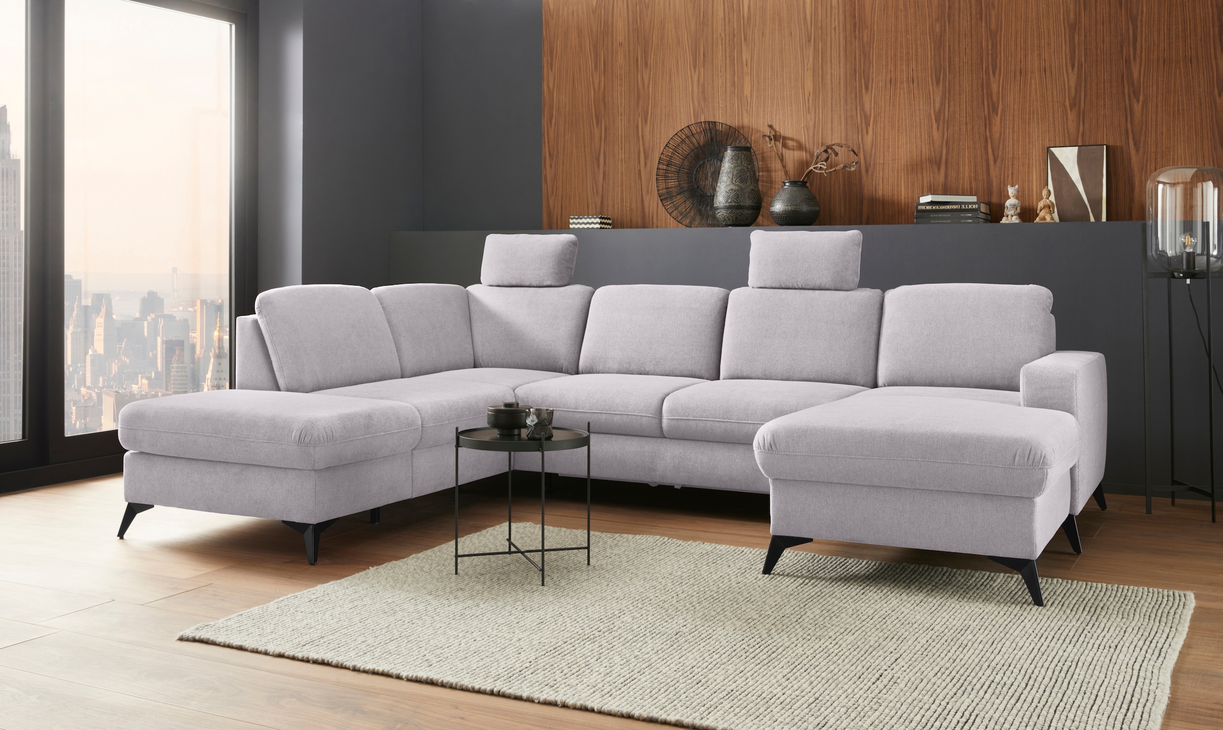 PLACES OF STYLE Wohnlandschaft "Lolland U-Form" Wahlweise mit Bettfunktion günstig online kaufen