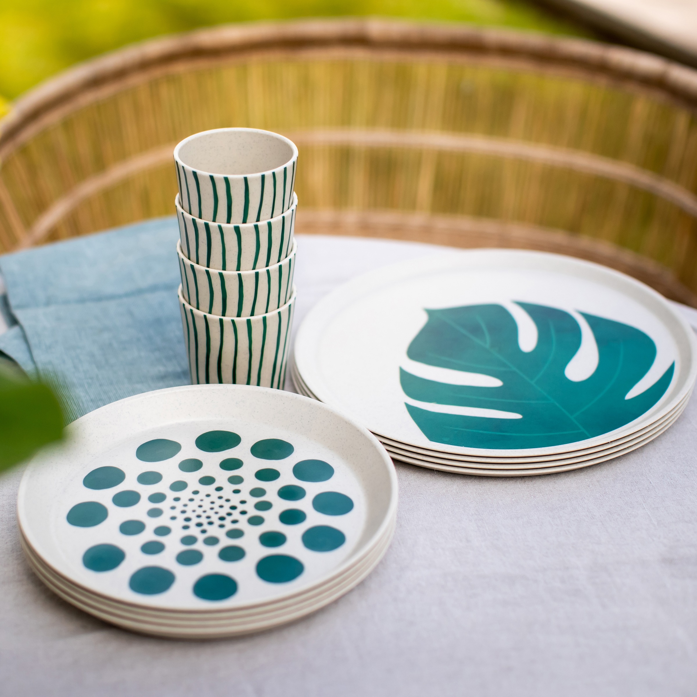 KOZIOL Speiseteller »CONNECT MONSTERA LEAF«, (Set), recycelbar + aus biozirkulärem, 25,5 cm