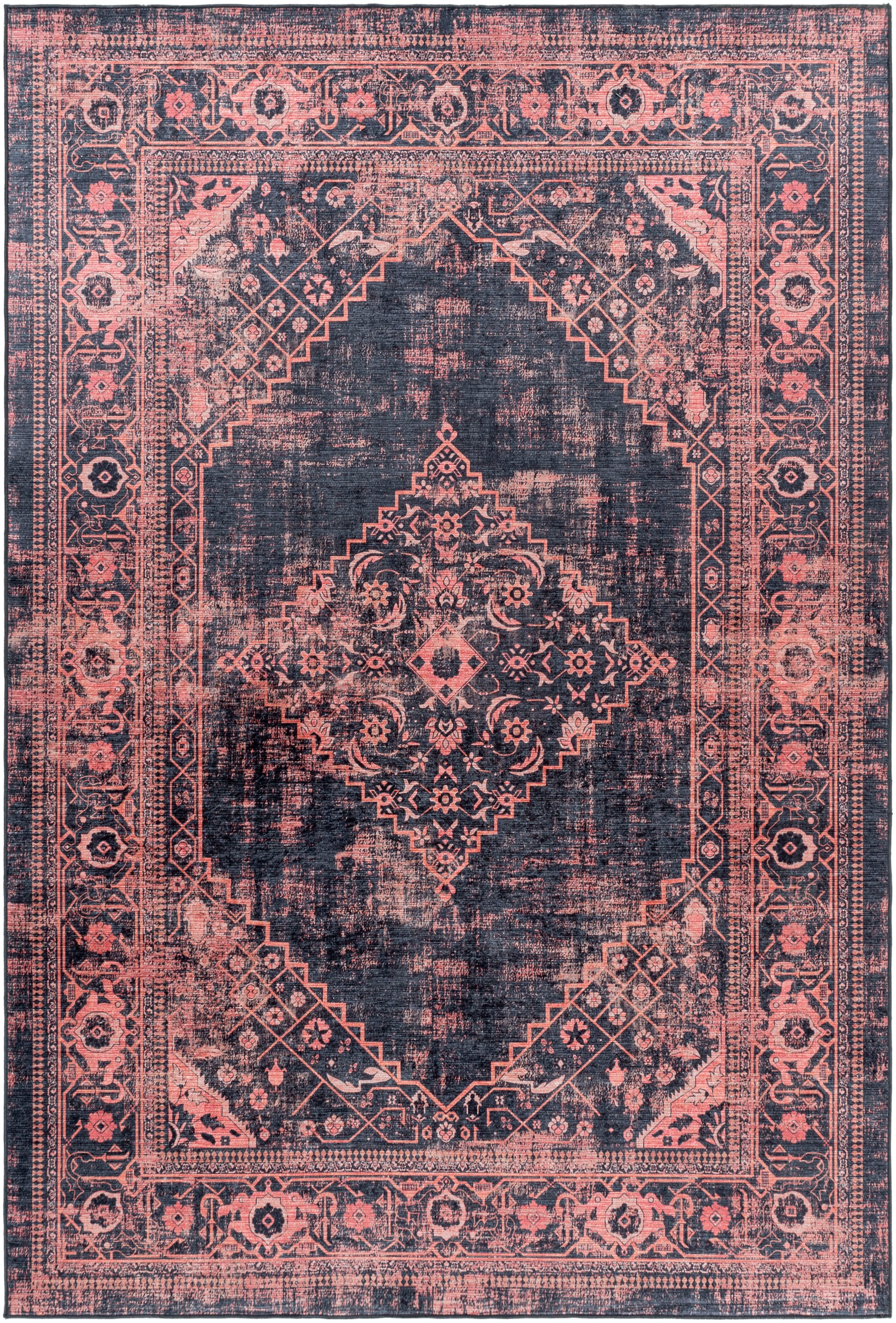 Teppich AYYILDIZ TEPPICHE "FIESTA 4301", rot, B:140cm H:6mm L:200cm, Polyester, Teppiche, Teppich, Läufer, pflegeleichter Kurflorteppich, moderner Vintage, Orient Optik 2
