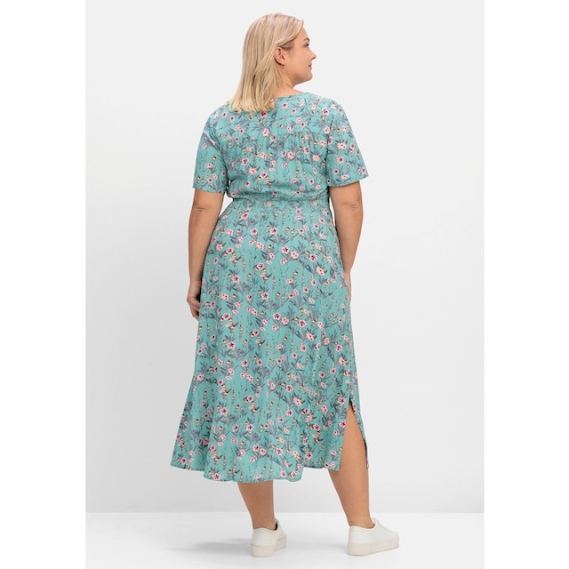 sheego by Joe Browns Sommerkleid »Große Größen«, mit Blumenprint und  gesmokter Taille online kaufen | BAUR