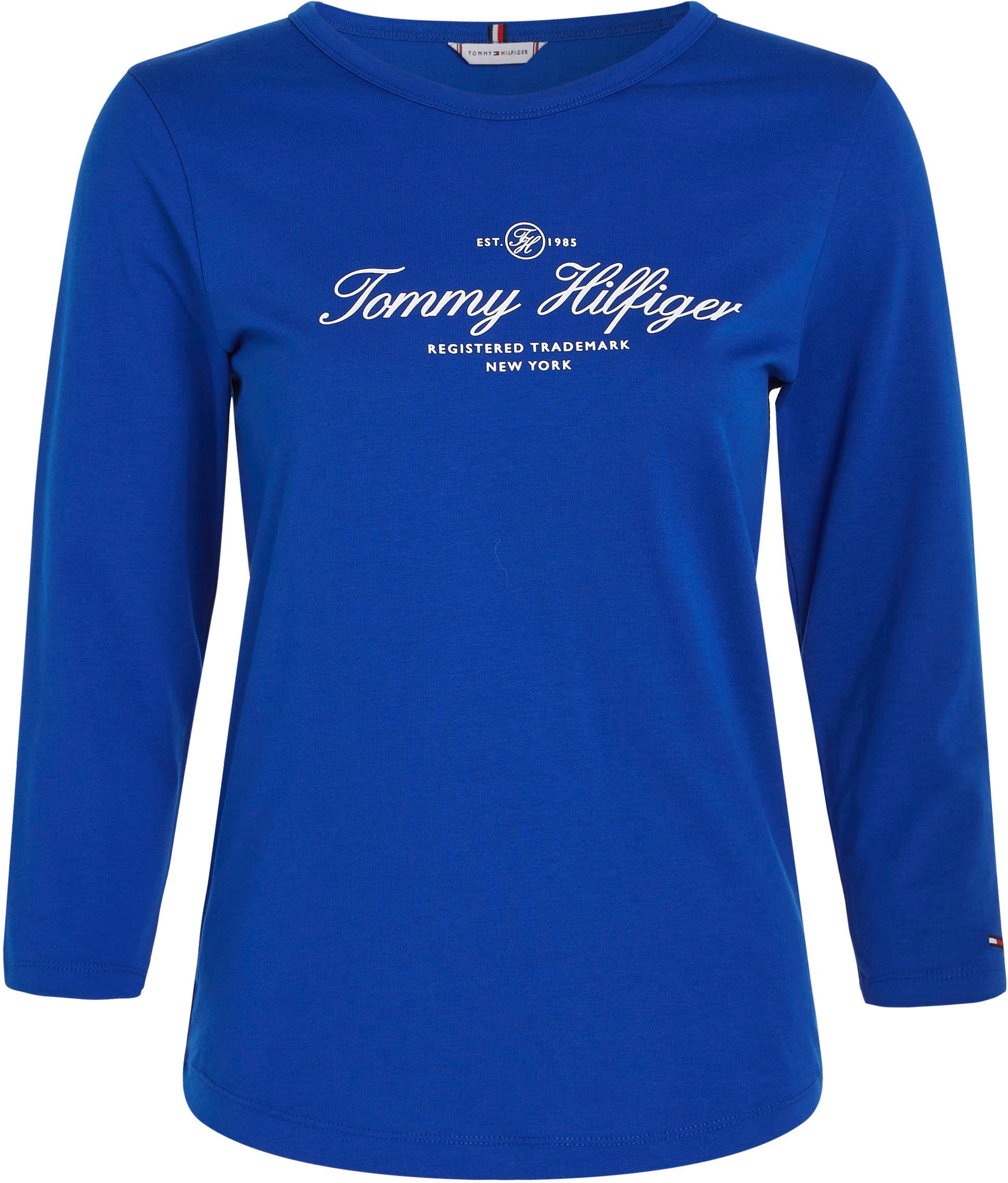 Tommy bestellen SIGNATURE Logo-Schriftzug Hilfiger mit Tommy online NK »SLIM Hilfiger 3/4SLV«, OPEN BAUR | Signature Langarmshirt