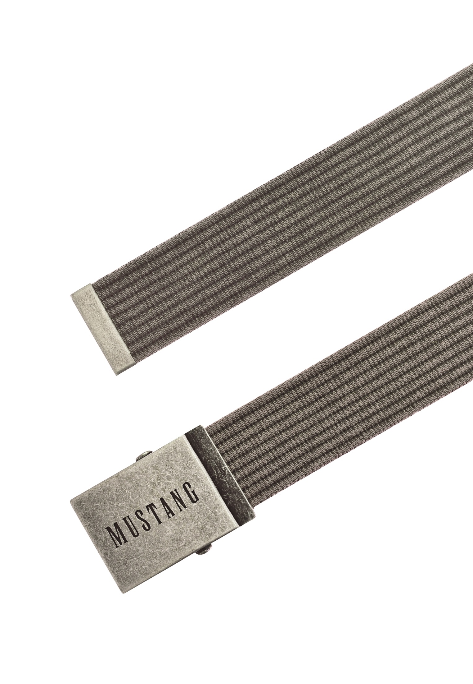 MUSTANG Stoffgürtel, Gewaschenes Rillenband, Klemmverschluss aus mattem Silber, 4 cm