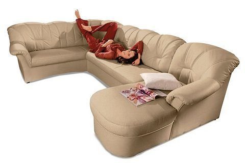 DOMO collection Wohnlandschaft »Papenburg, zeitlose Rückensteppung, elegante Formensprache, U-Form«, in großer Farbvielfalt, wahlweise mit Bettfunktion