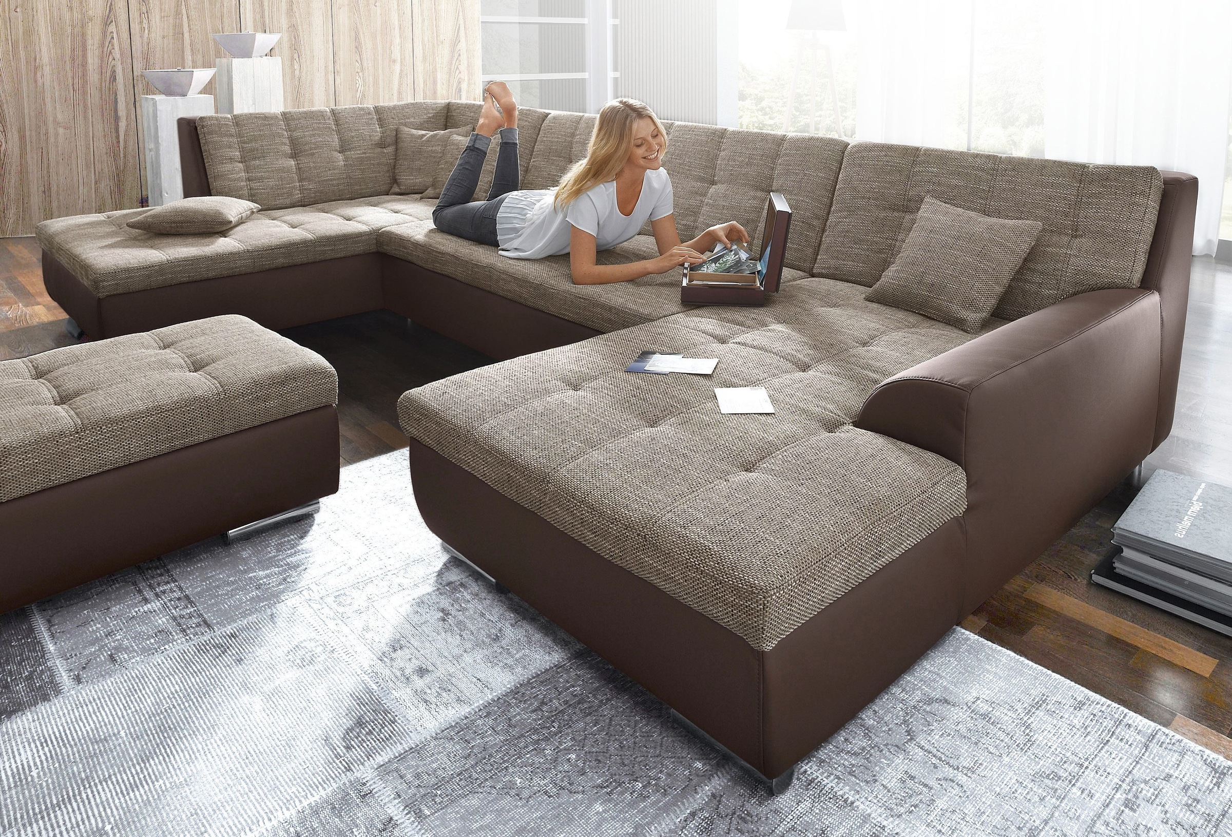 DOMO collection Hocker »Treviso XXL: B/T/H: 161/60/41 cm«, mit Stauraum, auch in Cord, passend zur Serie, moderne Steppung