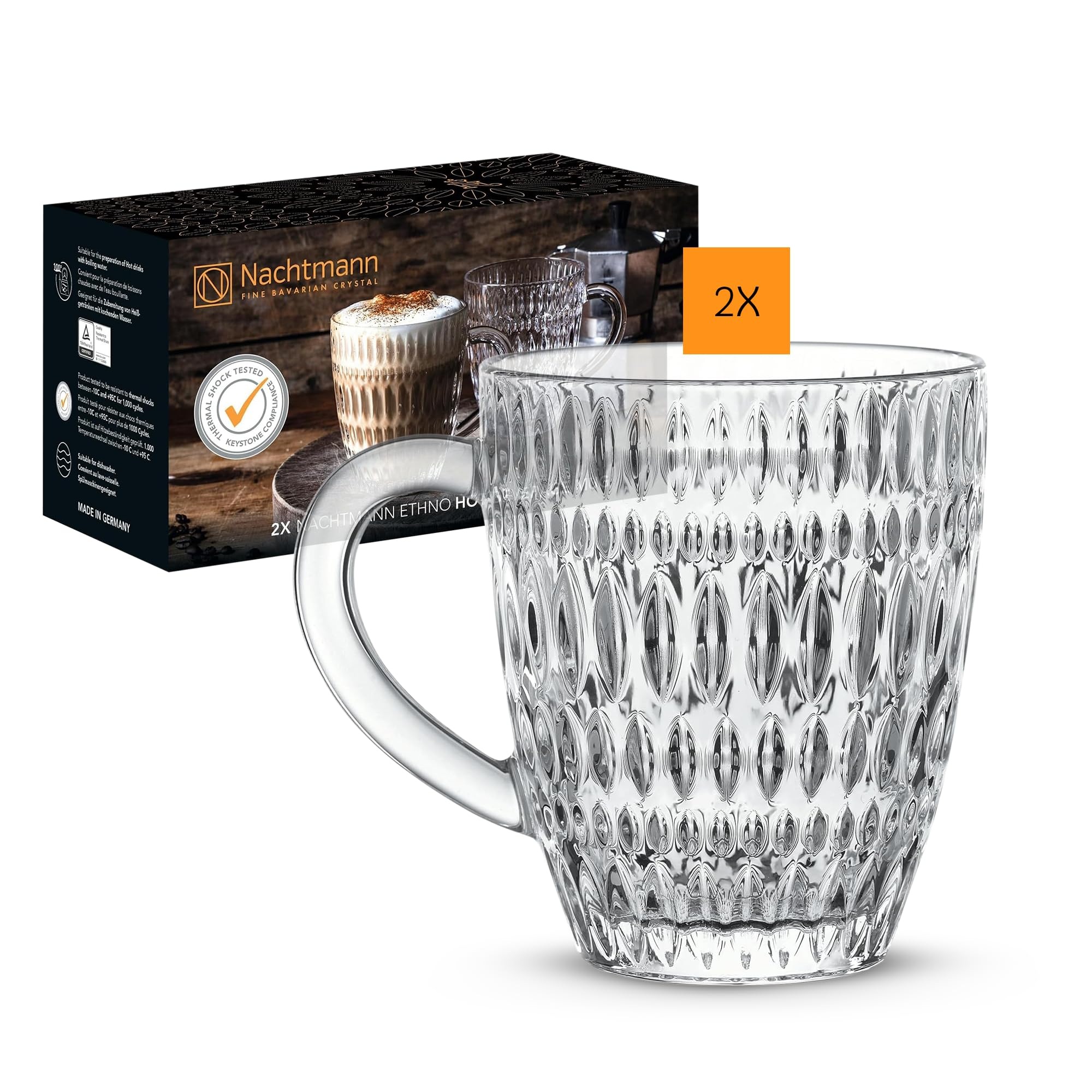 Nachtmann Becher "Kaffeebecher Ethno Barista 392 ml 2er Set transparent" günstig online kaufen
