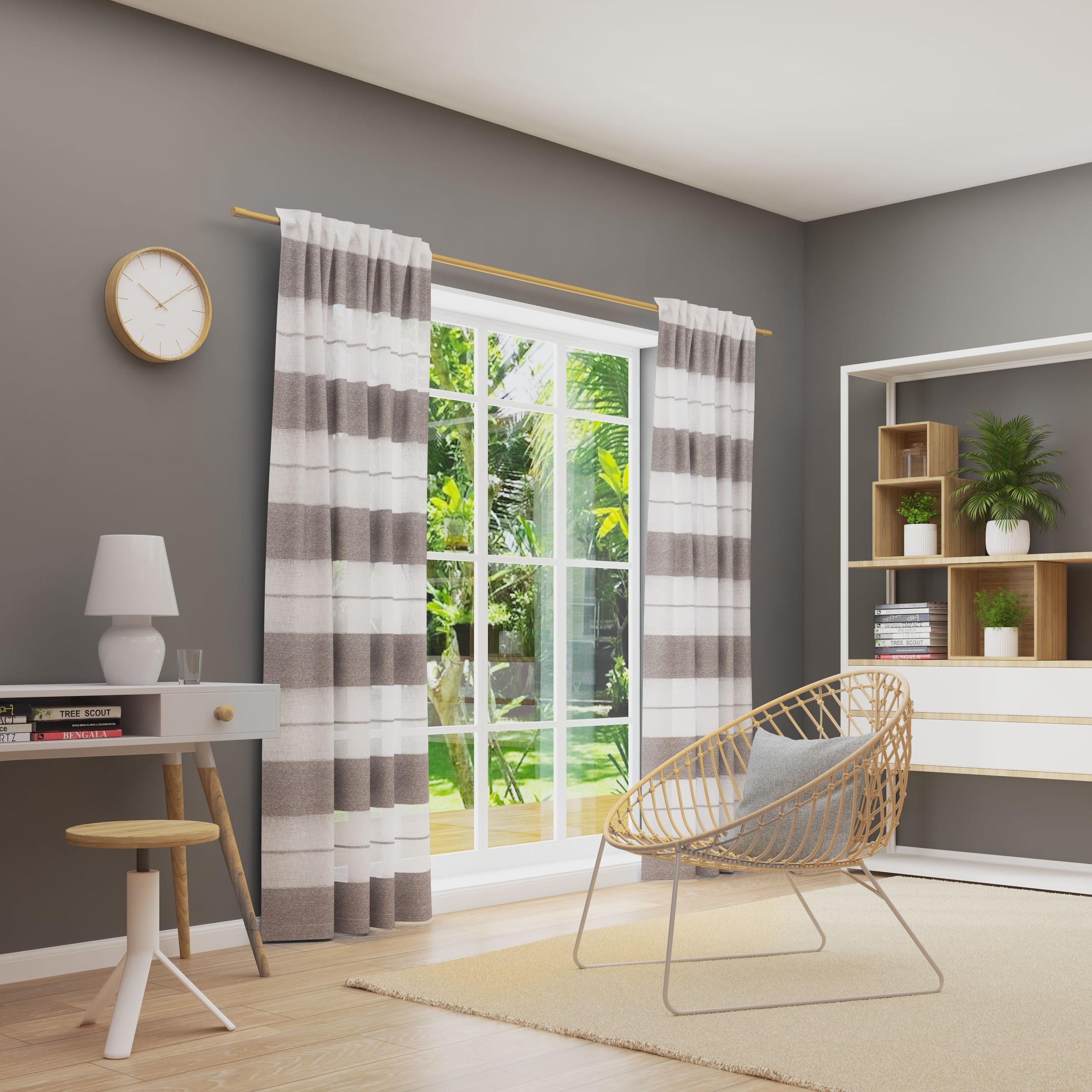 Neutex for you! Vorhang »FENJA« Multifunktionsband 1 Stk. tlg. Halbtransparenter Jacquardstoff mit Streifenstruktur