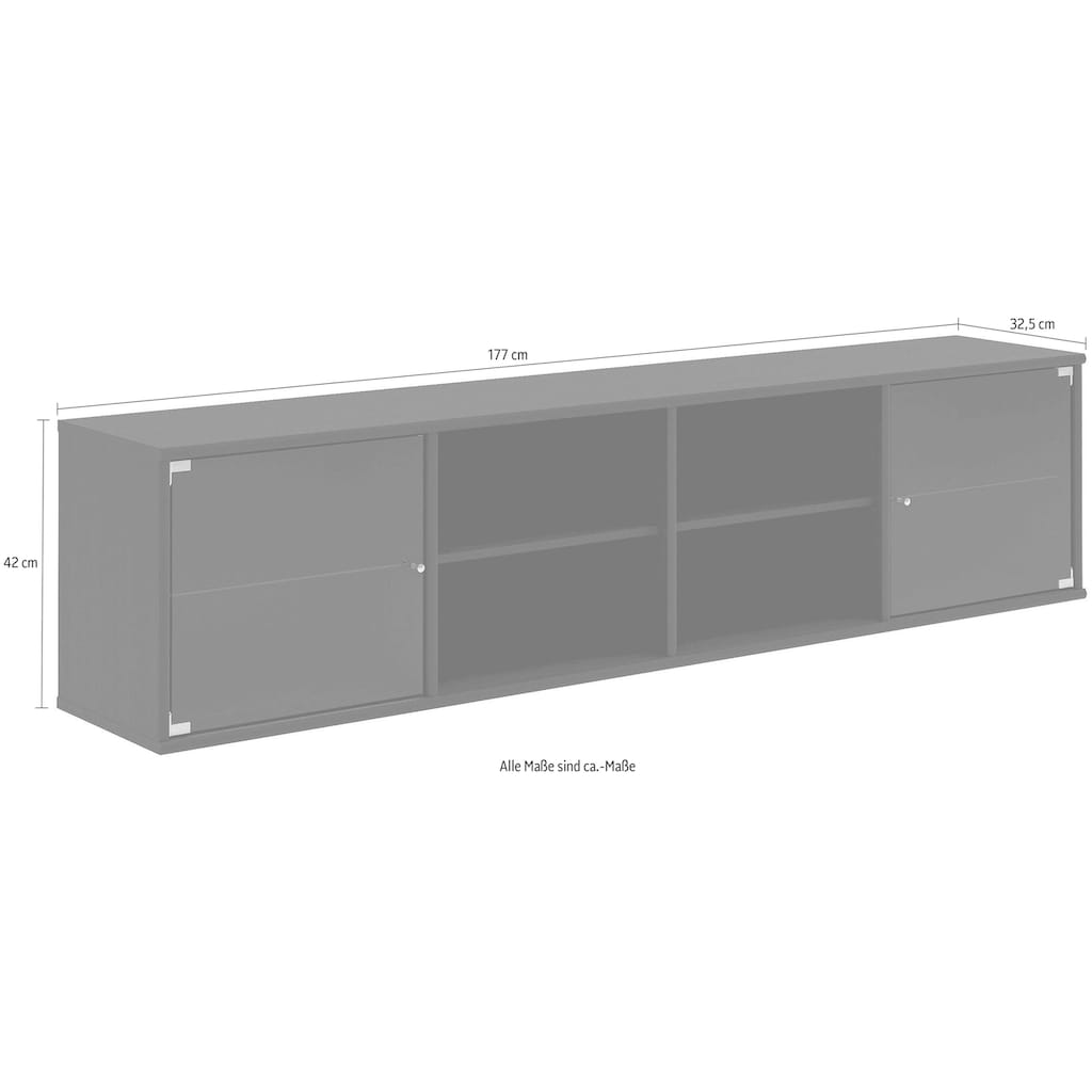 Hammel Furniture Regal »Mistral, Hochwertig Lowboard, hängend/stehend montierbar«, mit zwei Glastüren, B: 177 cm, lowboard, anpassungsbar Designmöbel