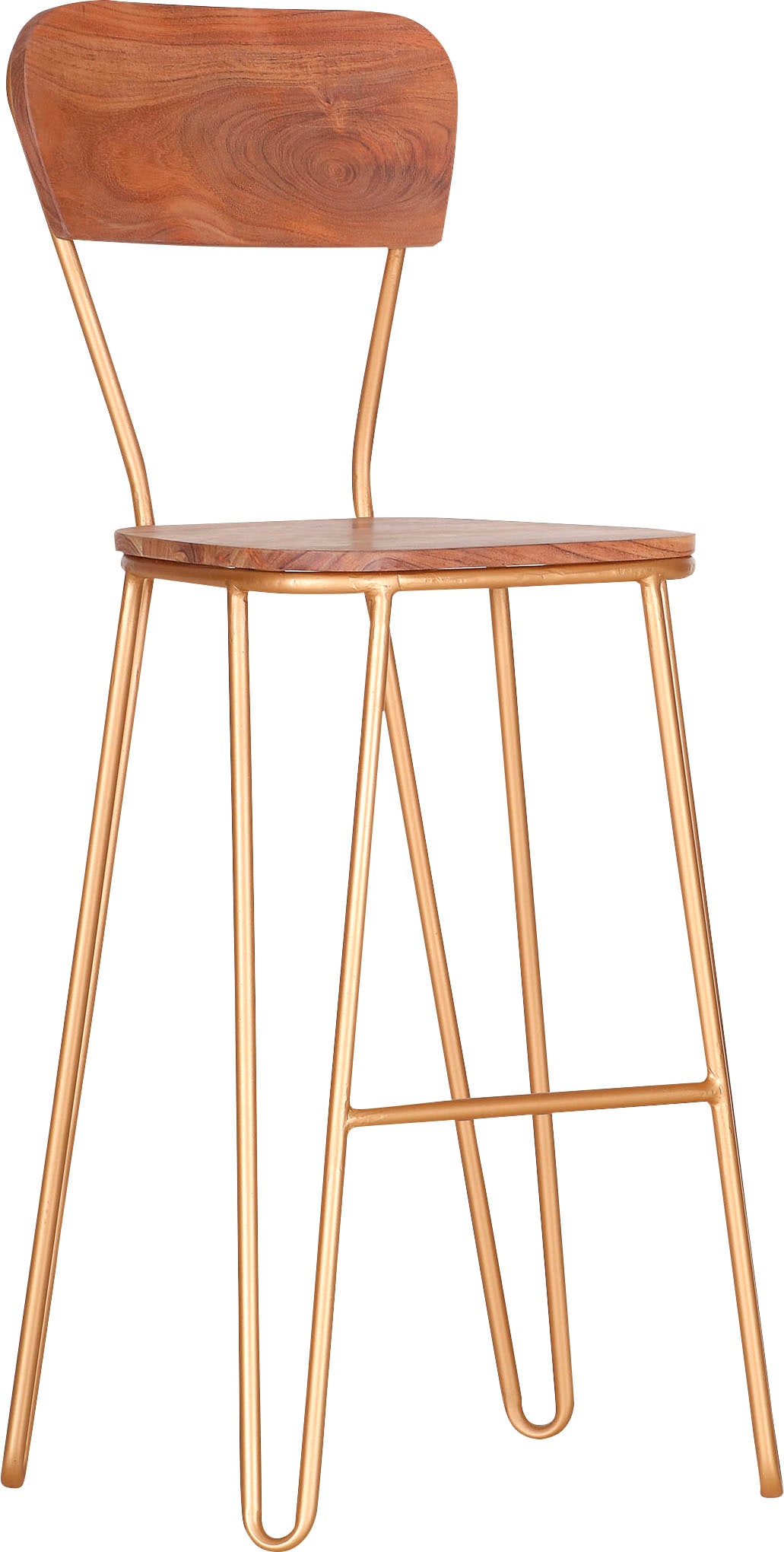 Gutmann Factory Barhocker "Bonnie, Barstuhl mit Lehne und Fußstütze, Sitzhöhe ca. 71cm" Aus Akazienholz natur, smoked und lackiert