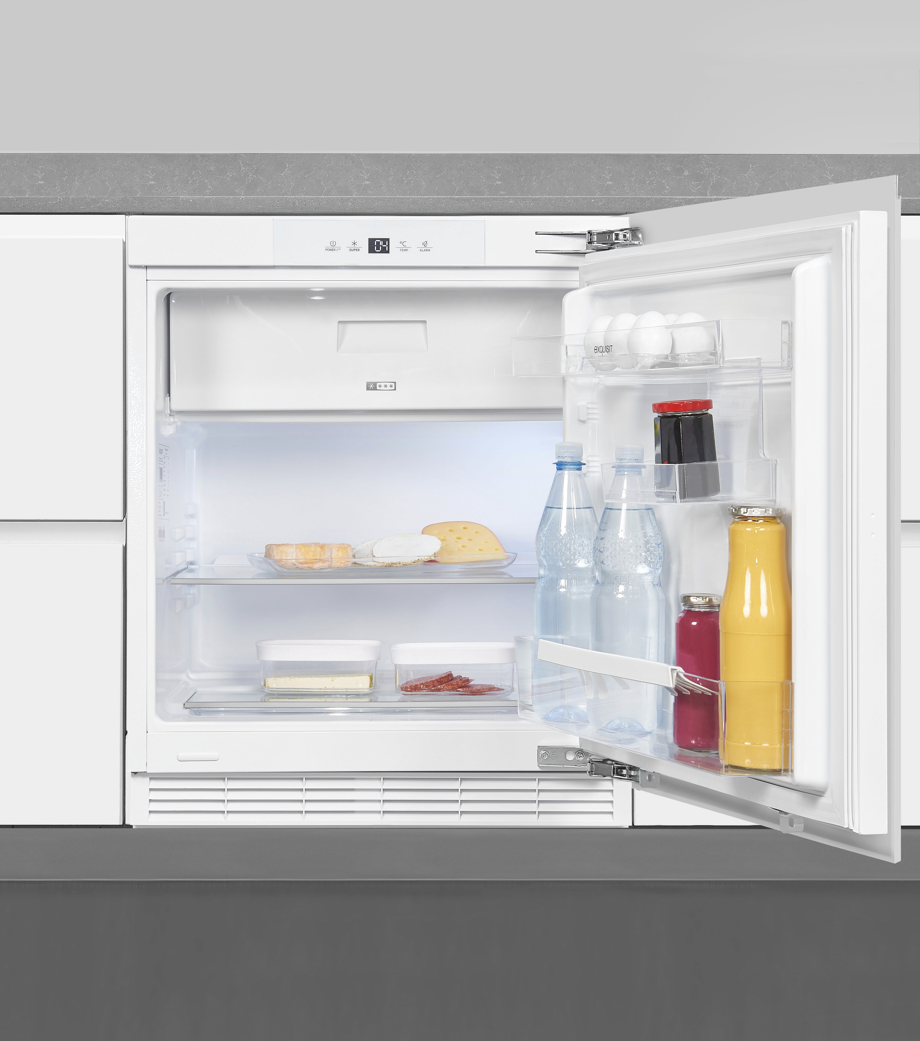 exquisit Einbaukühlschrank "UKS130-4-FE-010D" 81,8 cm hoch 59,5 cm breit Ideal zum Unterbauen in die Küchenzeile für kleine Küchen, Büroküchen