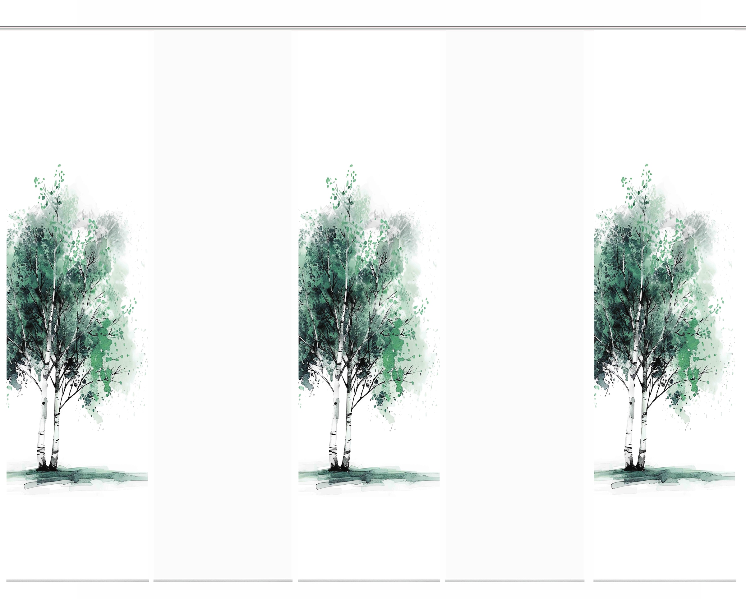 HOME WOHNIDEEN Schiebegardine »TREE« Paneelwagen 5 Stk. tlg. Schiebewand Seidenoptik, SET, Digitaldruck