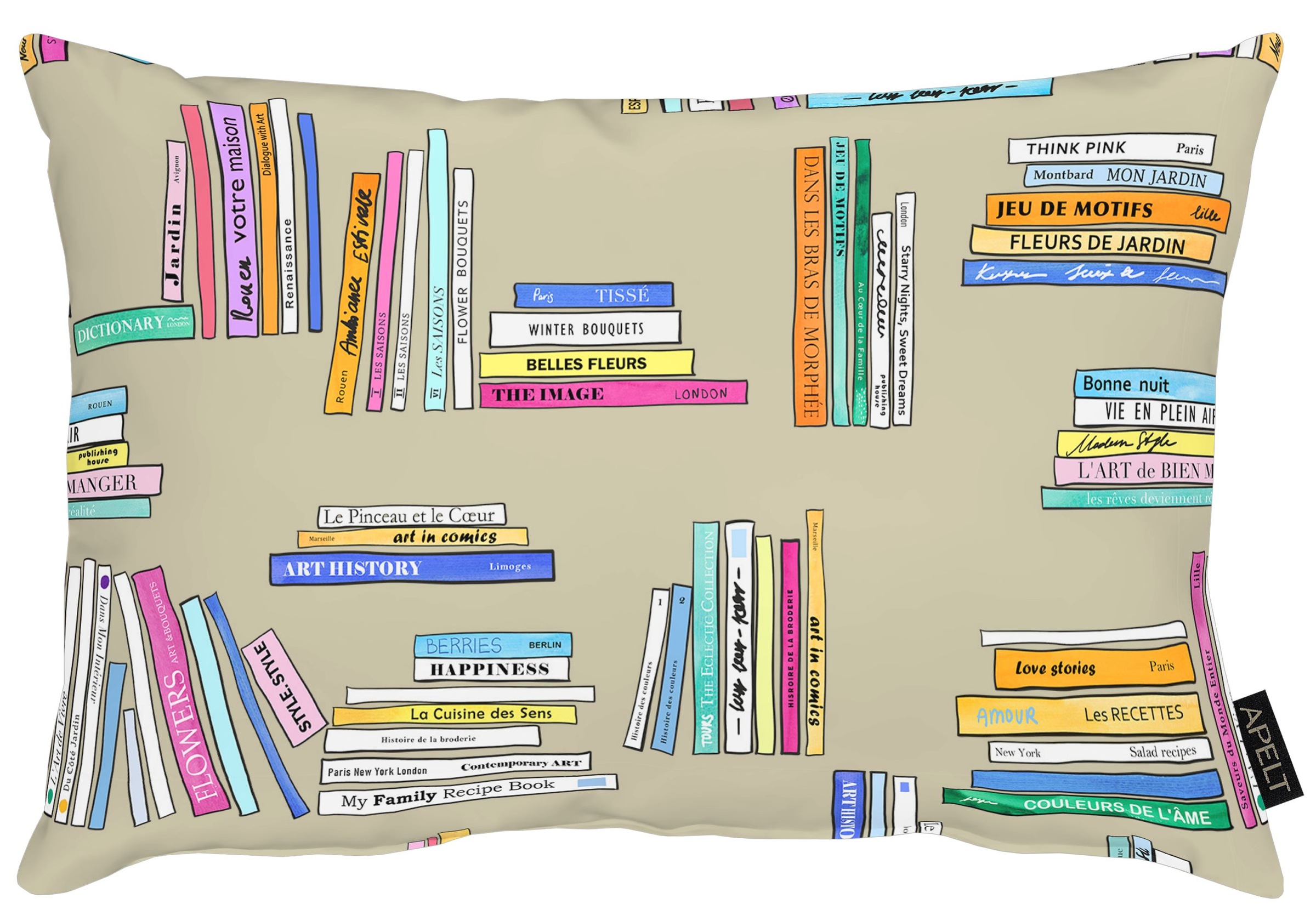 Kissenhülle APELT, B:41cm H:0,5cm L:61cmnatur, rose, Polyester, Bezug: 100% Polyester, Kissenbezüge, "Carta", gezeichnete Buchmotive