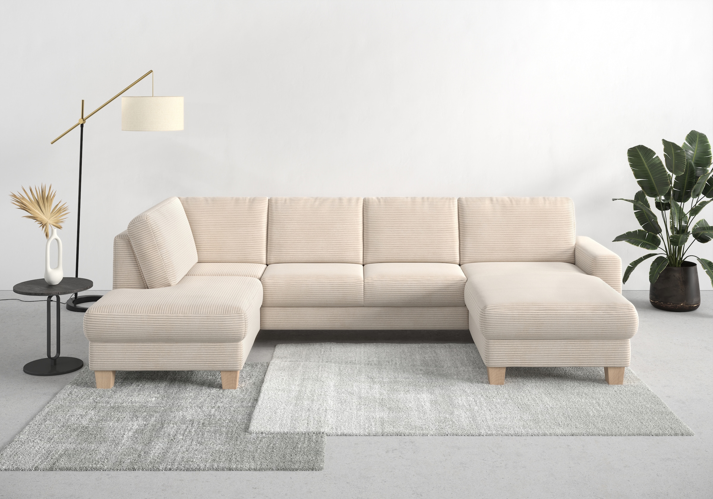 Home affaire Wohnlandschaft »Summer U-Form«, mit oder ohne Bettfunktion und Bettkasten, Cord-Bezug