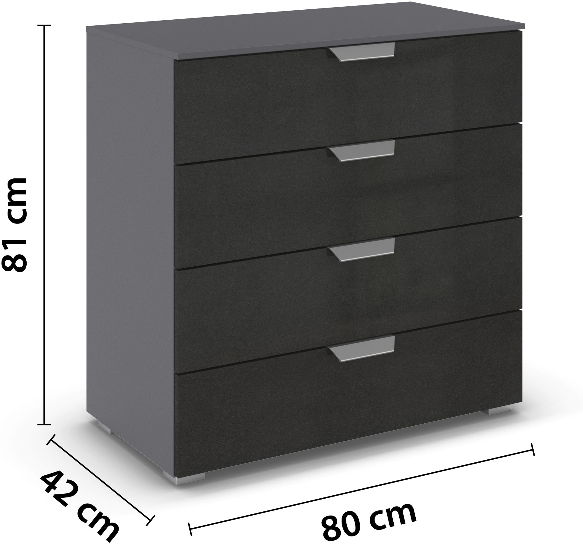 rauch Schubkastenkommode »Sideboard Schubladenkommode ORIAS mit Dekor- oder Hochglanzfront«, (Breite 80 cm inkl. Soft-Close-Funktion), vier große und geräumige Schubladen mit viel Stauraum MADE IN GERMANY