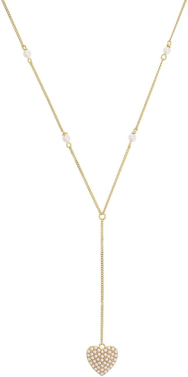 Kette mit Anhänger AMOR "Herz", gold (gelbgoldfarben, weiß), Halsketten, Damen, Silber 925 (Sterlingsilber), L: 50 B: 0,4mm, mit Glasperle, B:0,4mm 2