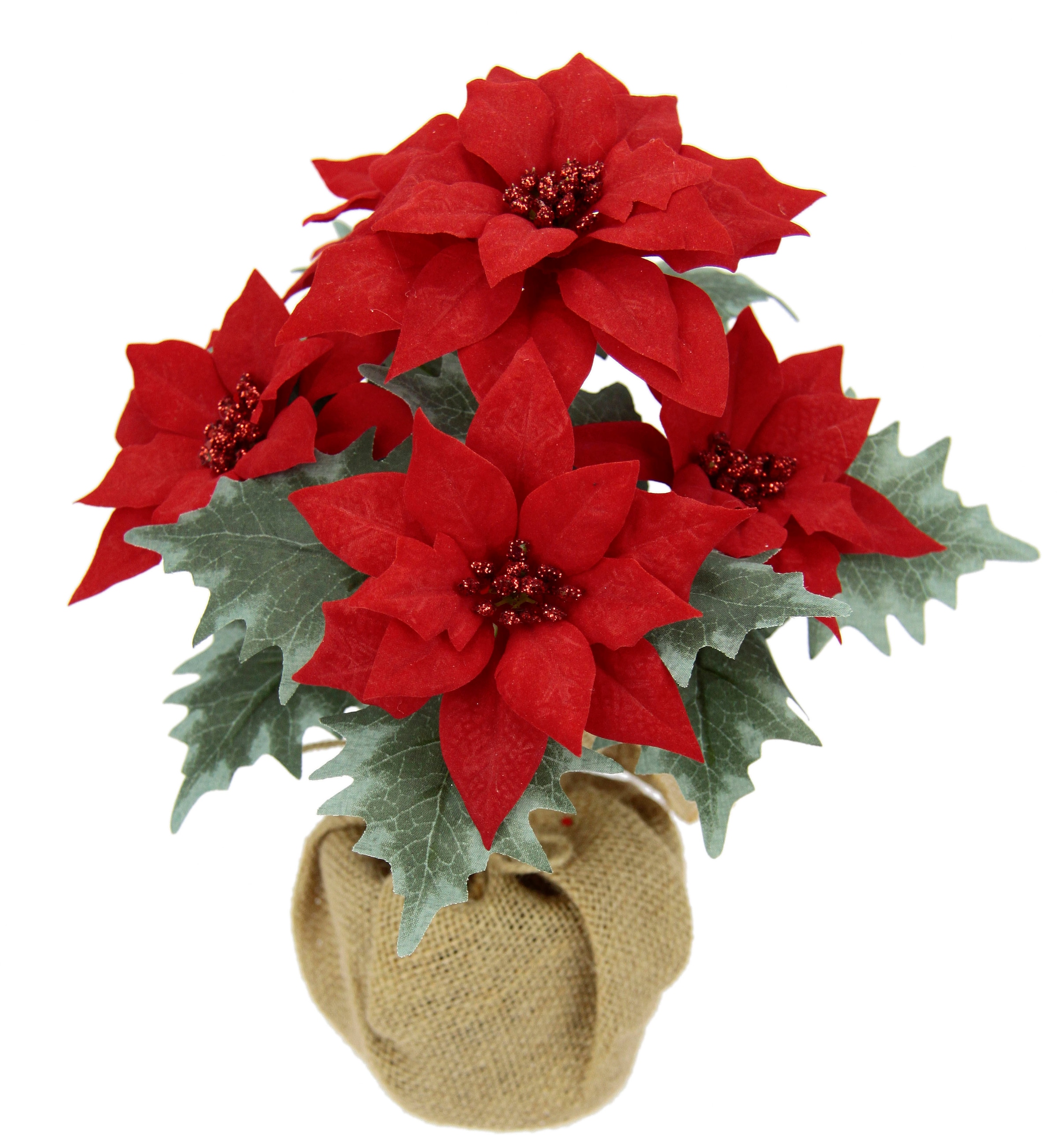 I.GE.A. Winterliche Kunstpflanze »Gesteck mit Poinsettia in Jute,  Weihnachtsstern,«, Kunstblume, Weihnachtsdeko | BAUR