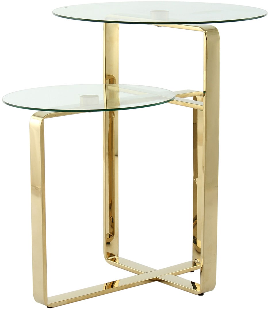 Kayoom Beistelltisch »Catrice 125, Ausgefallenes Gestell aus stabilem Edelstahl«, (1 St.), ausgefallenes Gestelldesign aus Edelstahl, zwei Ablageflächen