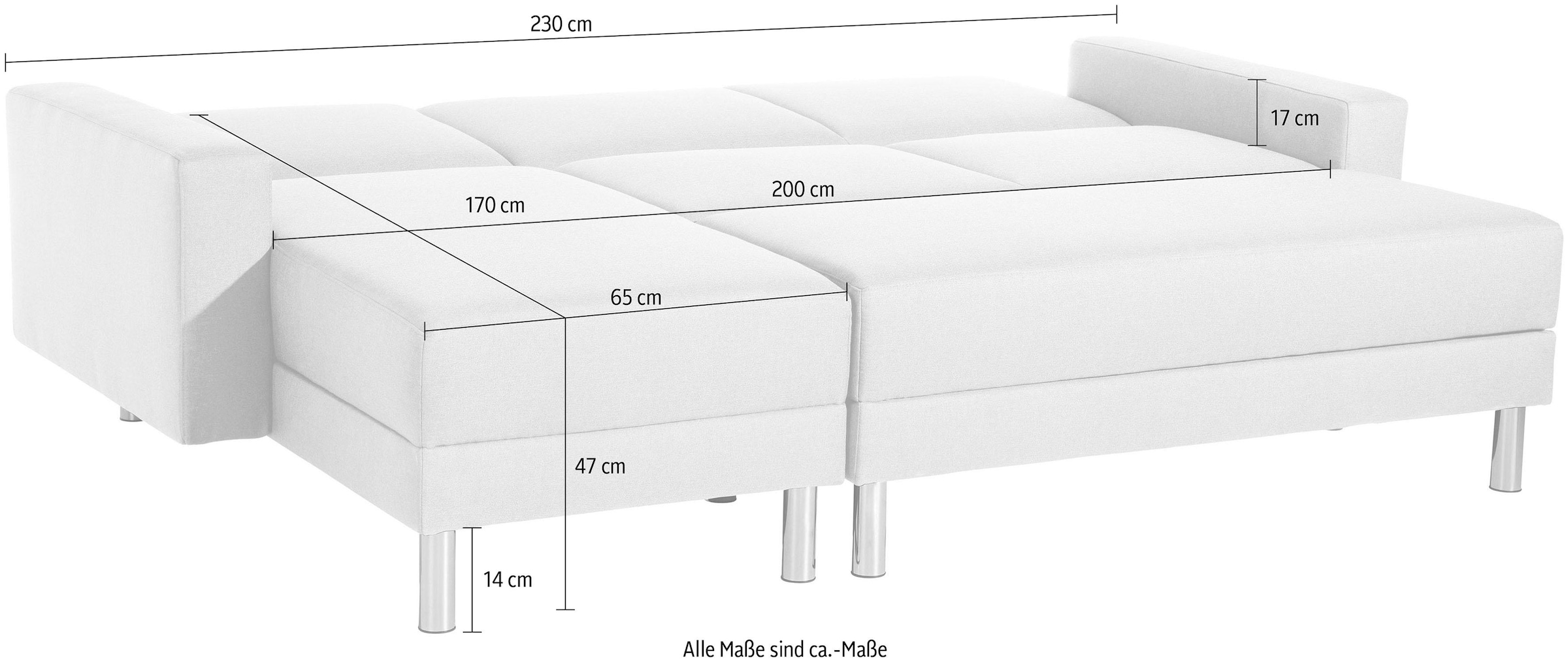 Max Winzer® Schlafsofa »Just Fresh«, mit Rückenverstellung, inklusive Stauraumhocker