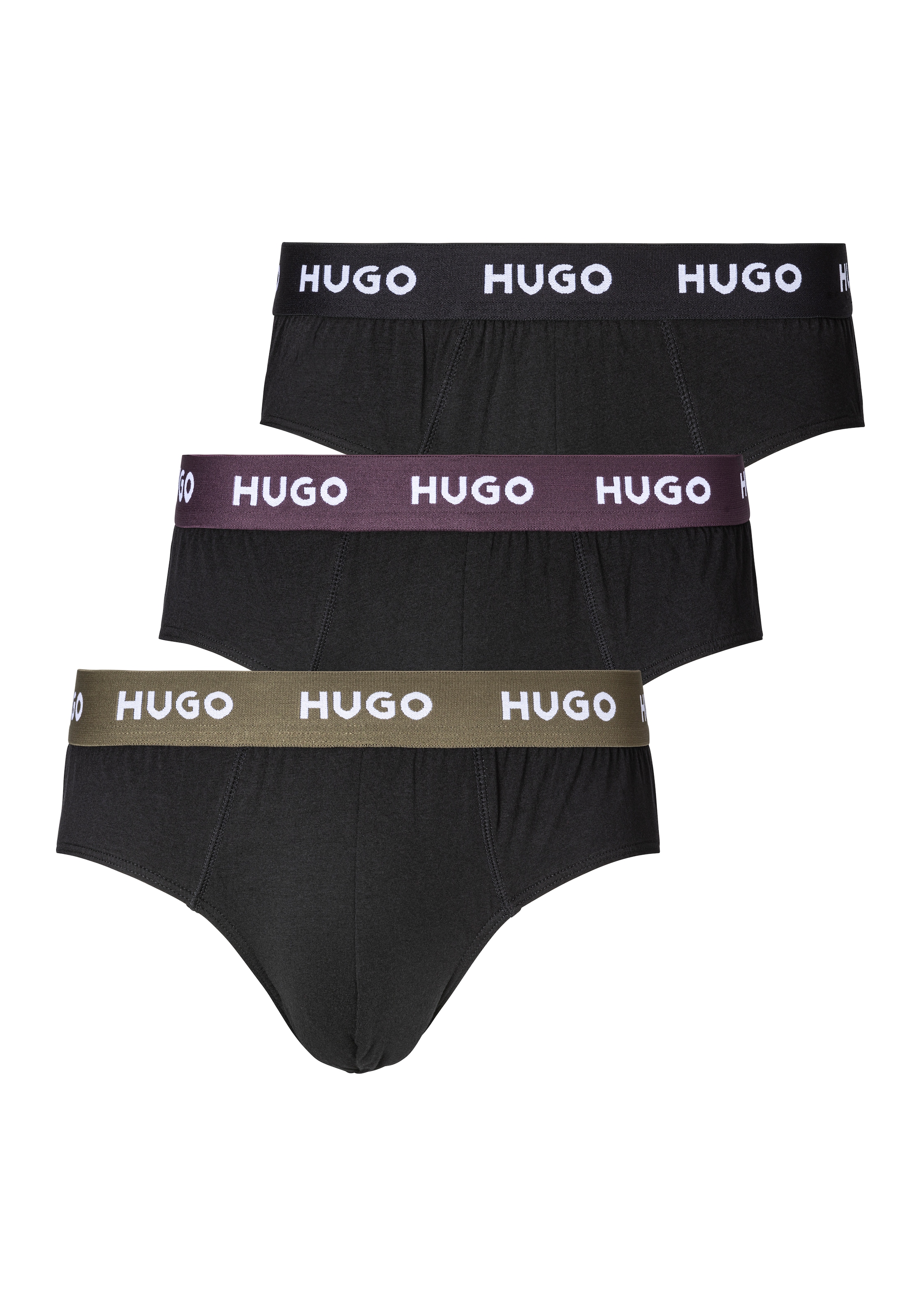 HUGO Underwear Hüftslip "HIPBRIEF TRIPLETPACK", mit kontrastfarbenem Logobund