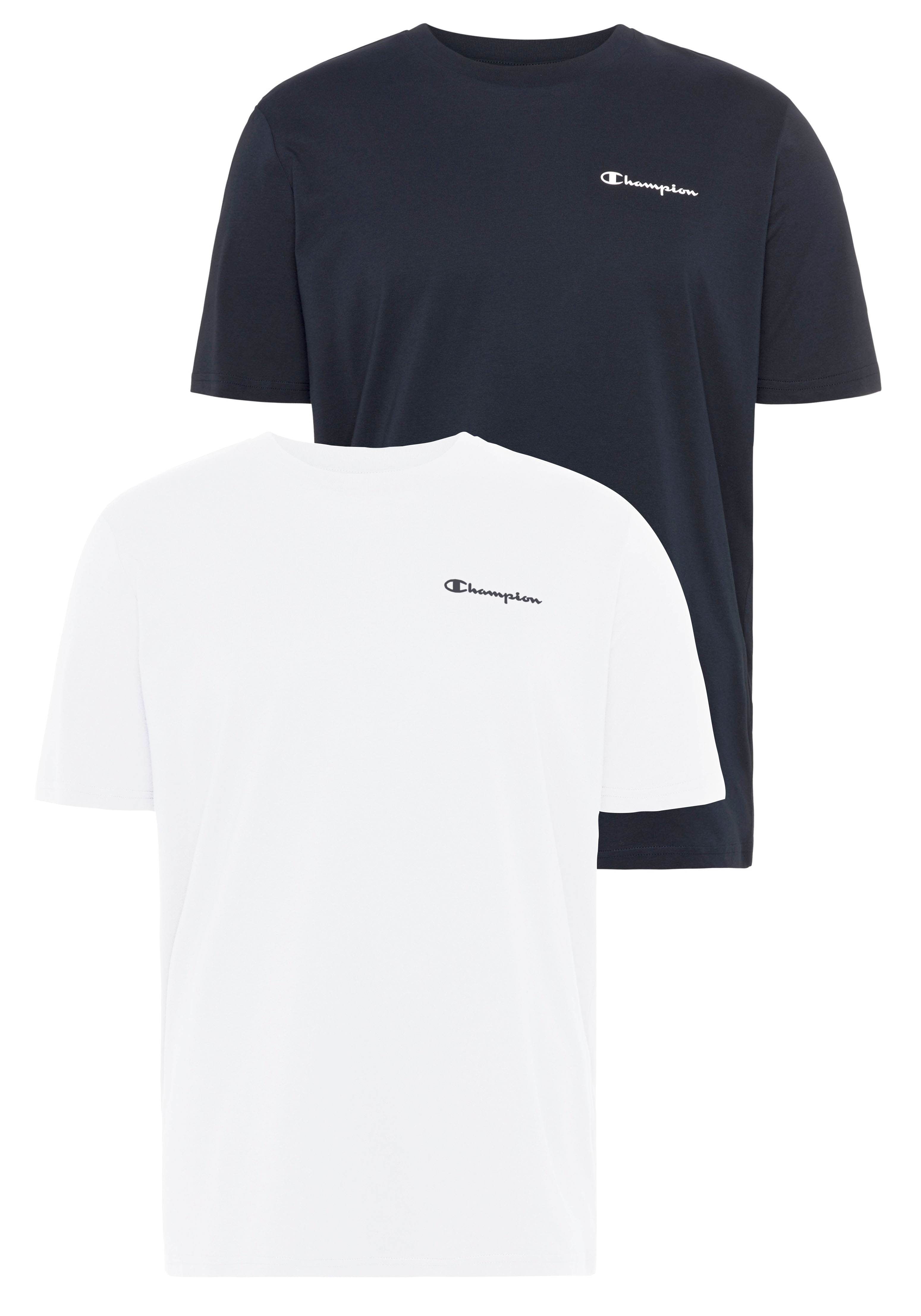 Champion T-Shirt Packung, 2er-Pack, 2er-Pack, mit Rundhalsausschnitt, Kurzarm-Design, aus Baumwolle