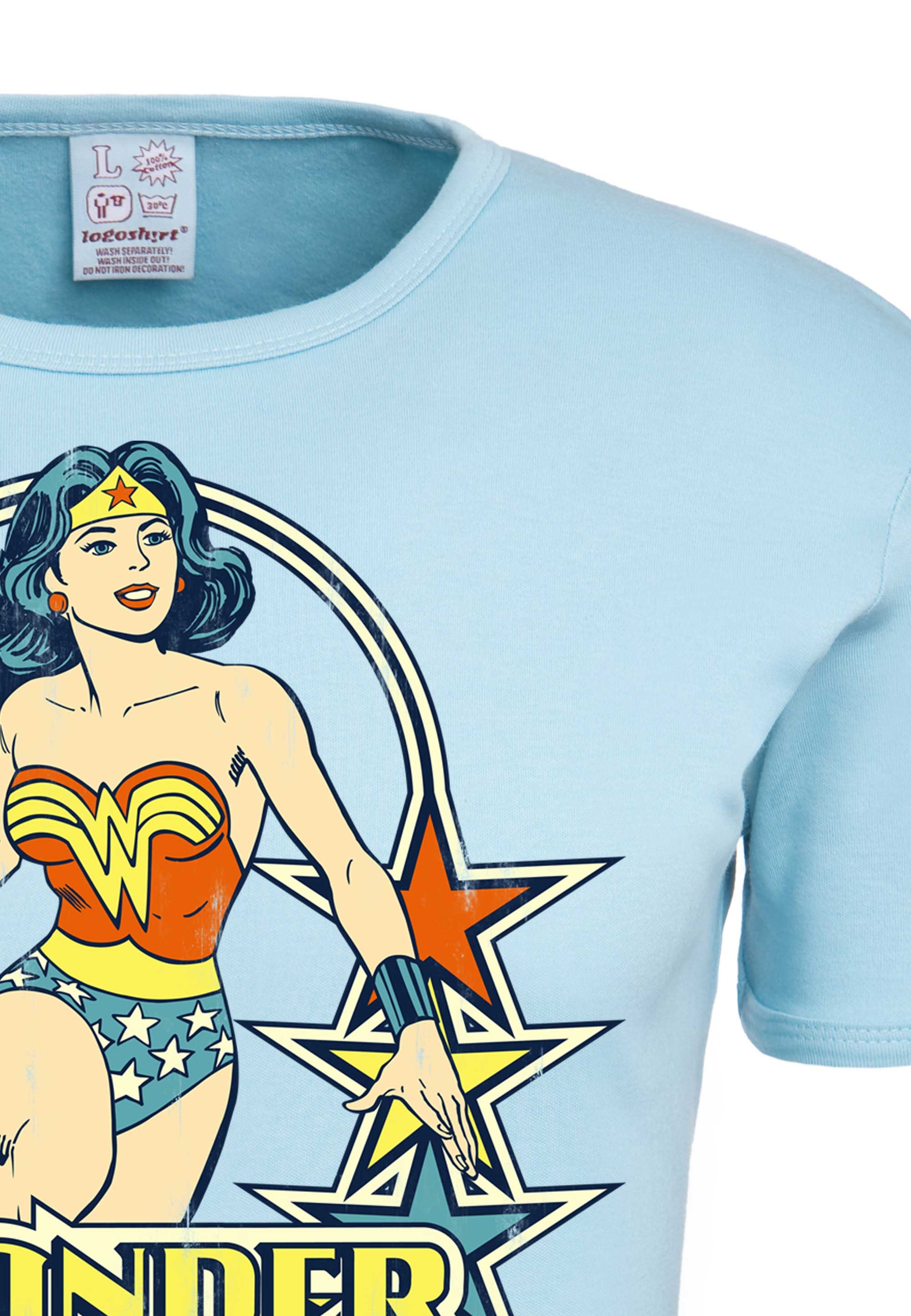 kaufen Originaldesign BAUR Stars«, | LOGOSHIRT »Wonder Woman lizenziertem mit – T-Shirt