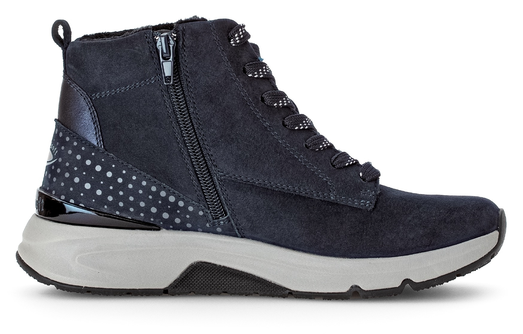 Gabor Rollingsoft Schnürboots, Keilabsatz, Freitzeitschuh, High-Top-Sneaker, Label an der Ferse