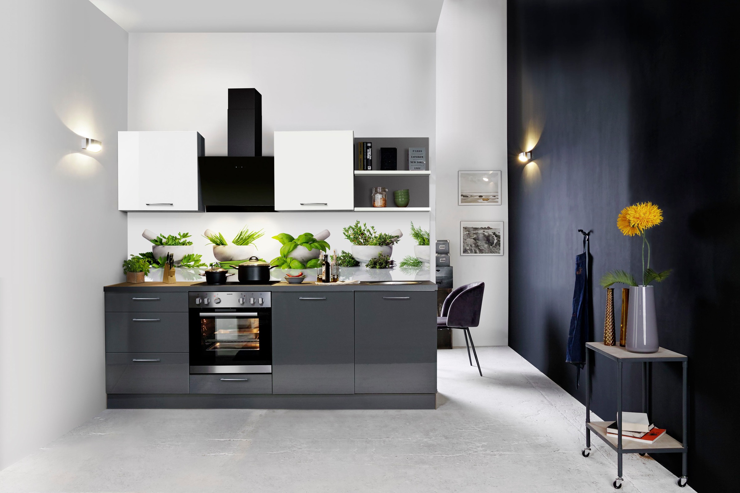 KOCHSTATION Küchenzeile »"KS-Jena", vormontiert, Breite 240 cm«, mit Soft-Close-Funktion, wahlw. mit E-Geräten inkl. Geschirrspüler