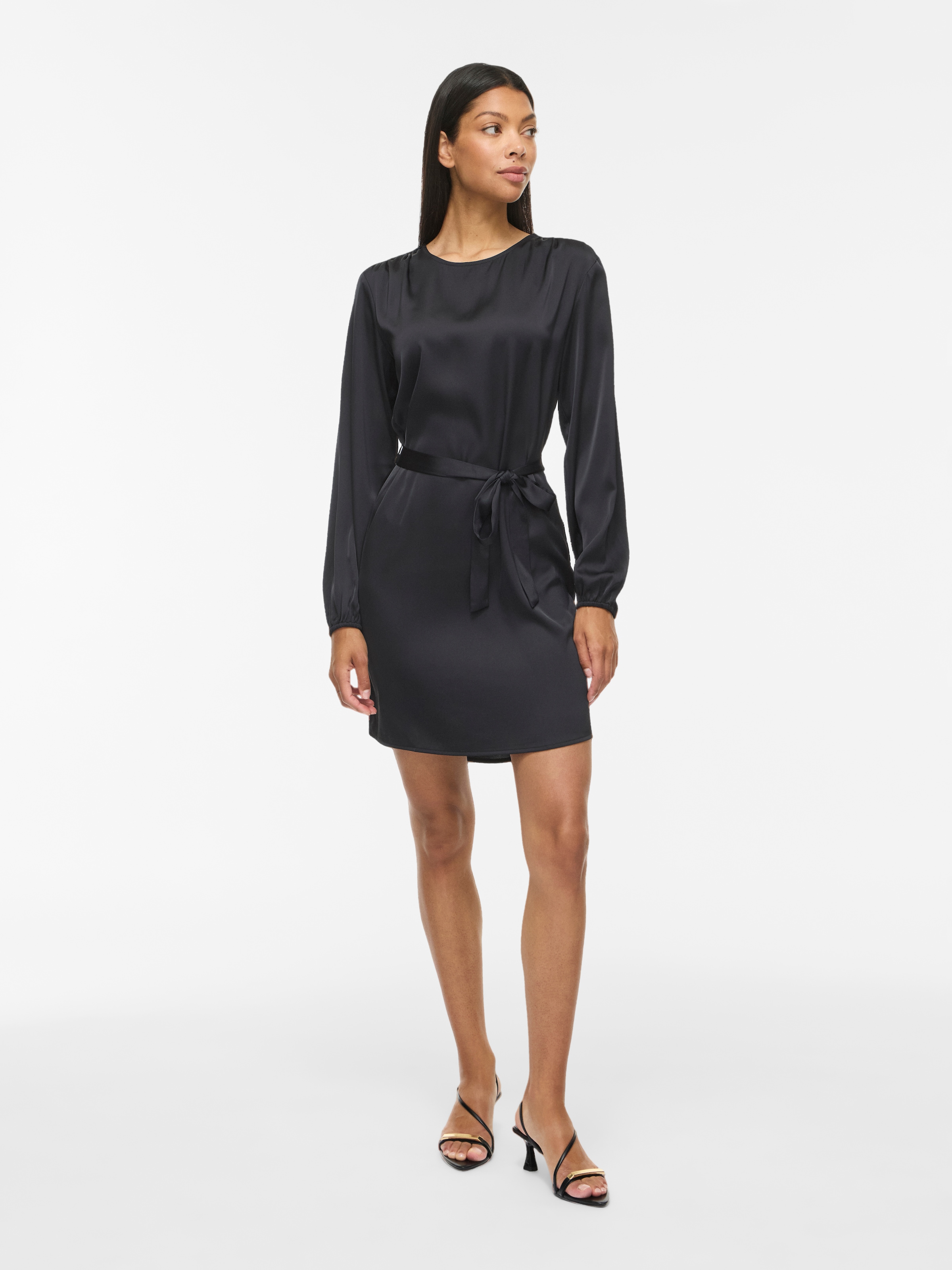 Vila Minikleid »VIENNA RAVENNA L/S O-NECK DRESS - NOOS« lockere Passform, aus Kunstfaser, pflegeleicht