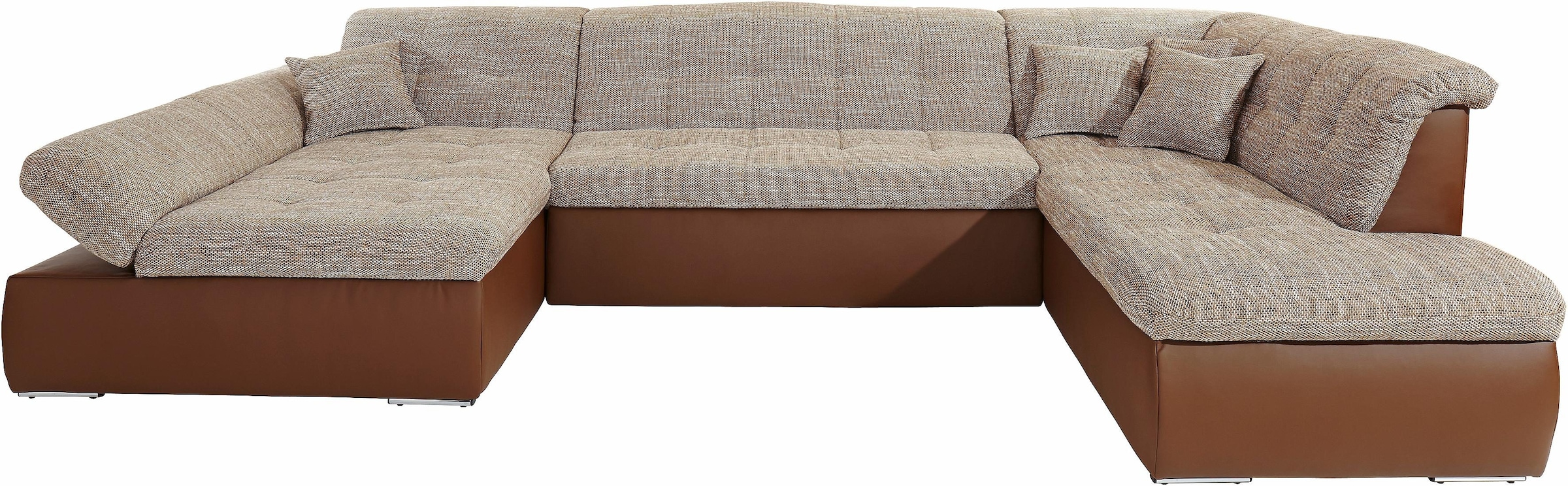 DOMO collection Wohnlandschaft »Moric U-Form auch in Cord«, im XXL-Format, wahlweise mit Bettfunktion und Armlehnenverstellung